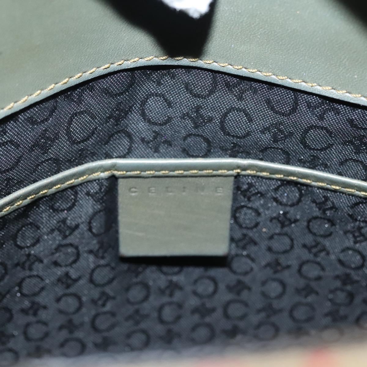 CELINE C Macadam Canvas Hand Bag Beige Gold Auth 118212