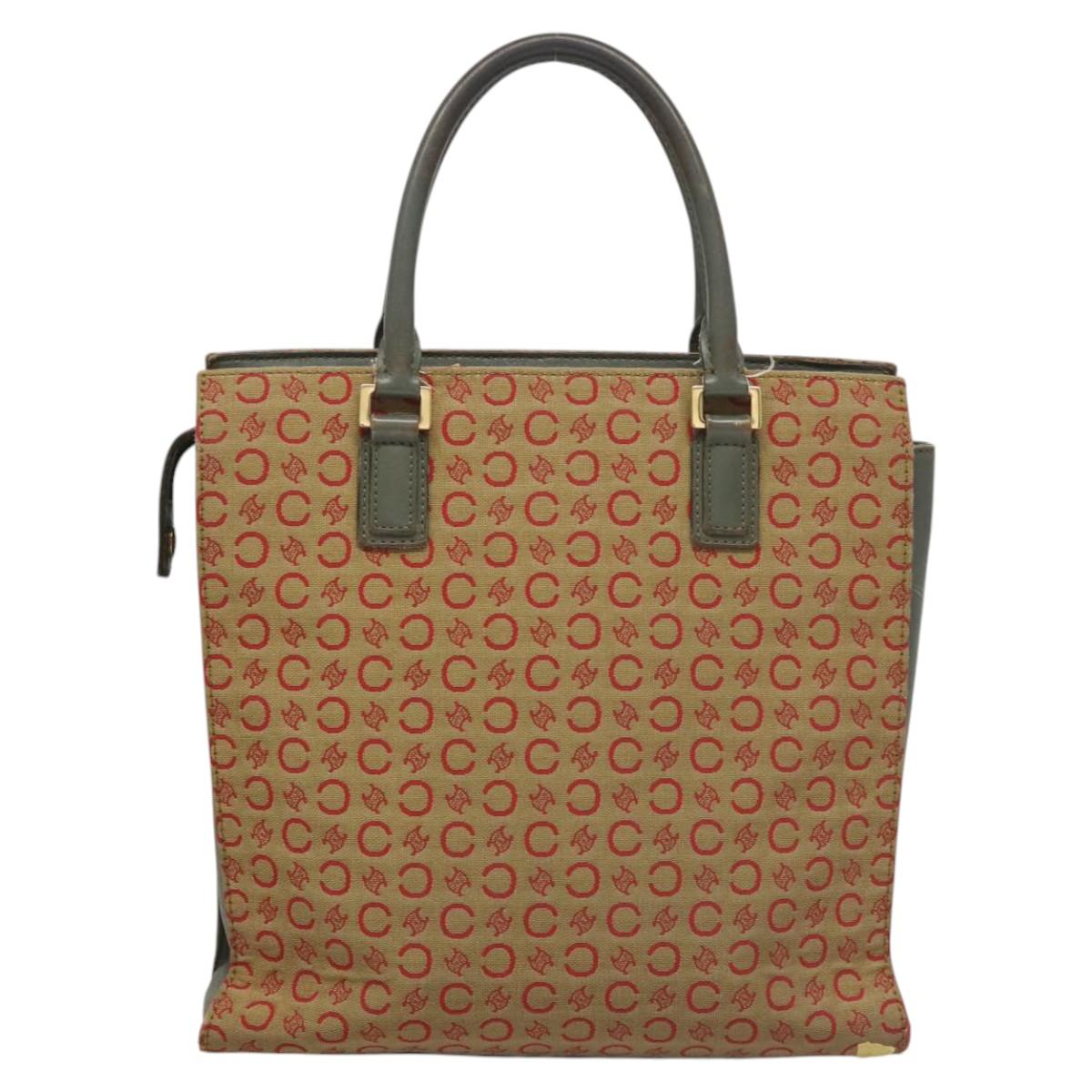 CELINE C Macadam Canvas Hand Bag Beige Gold Auth 118212