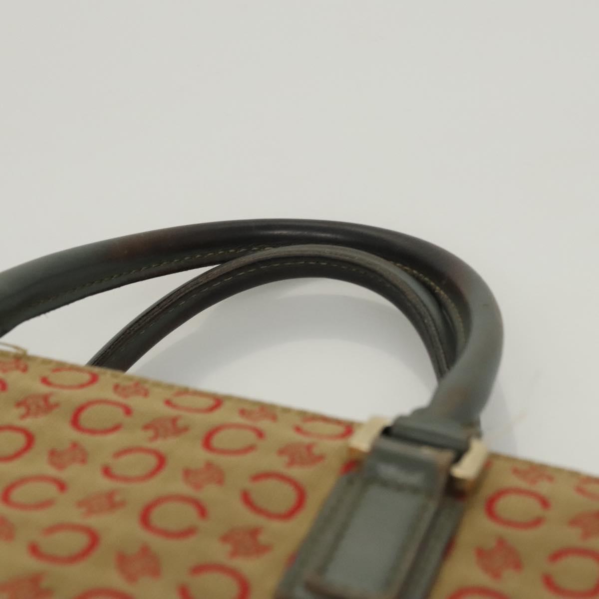 CELINE C Macadam Canvas Hand Bag Beige Gold Auth 118212