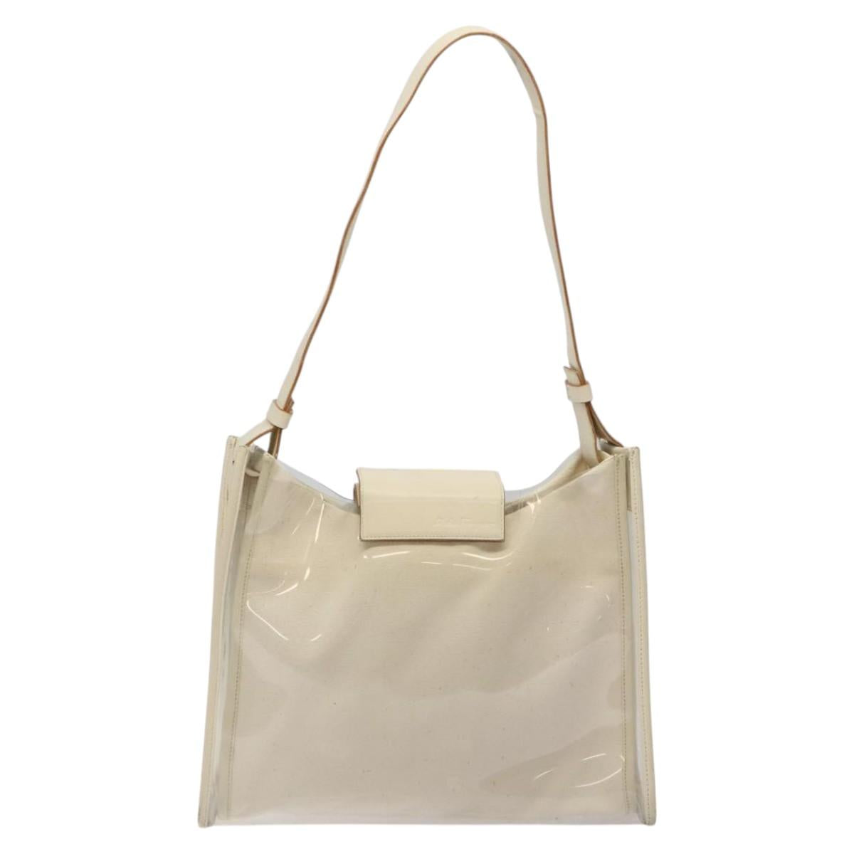 Salvatore Ferragamo Shoulder Bag Vinyl Clear Beige Auth 118213