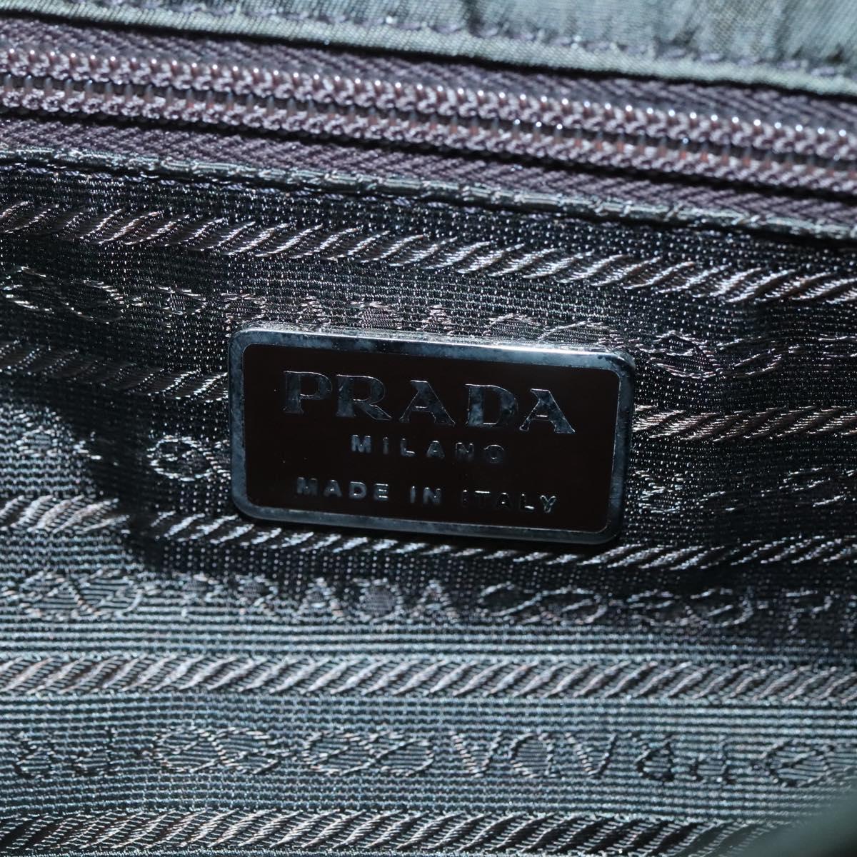 PRADA Shoulder Bag Nylon Khaki Silver Auth 118216