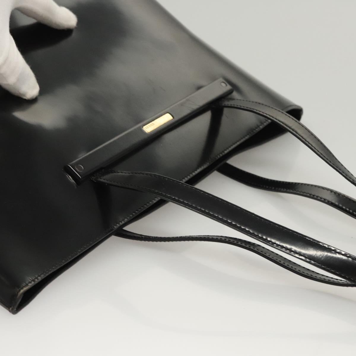 GUCCI Shoulder Bag Enamel Black 000 2058 0559 0 Auth 118218