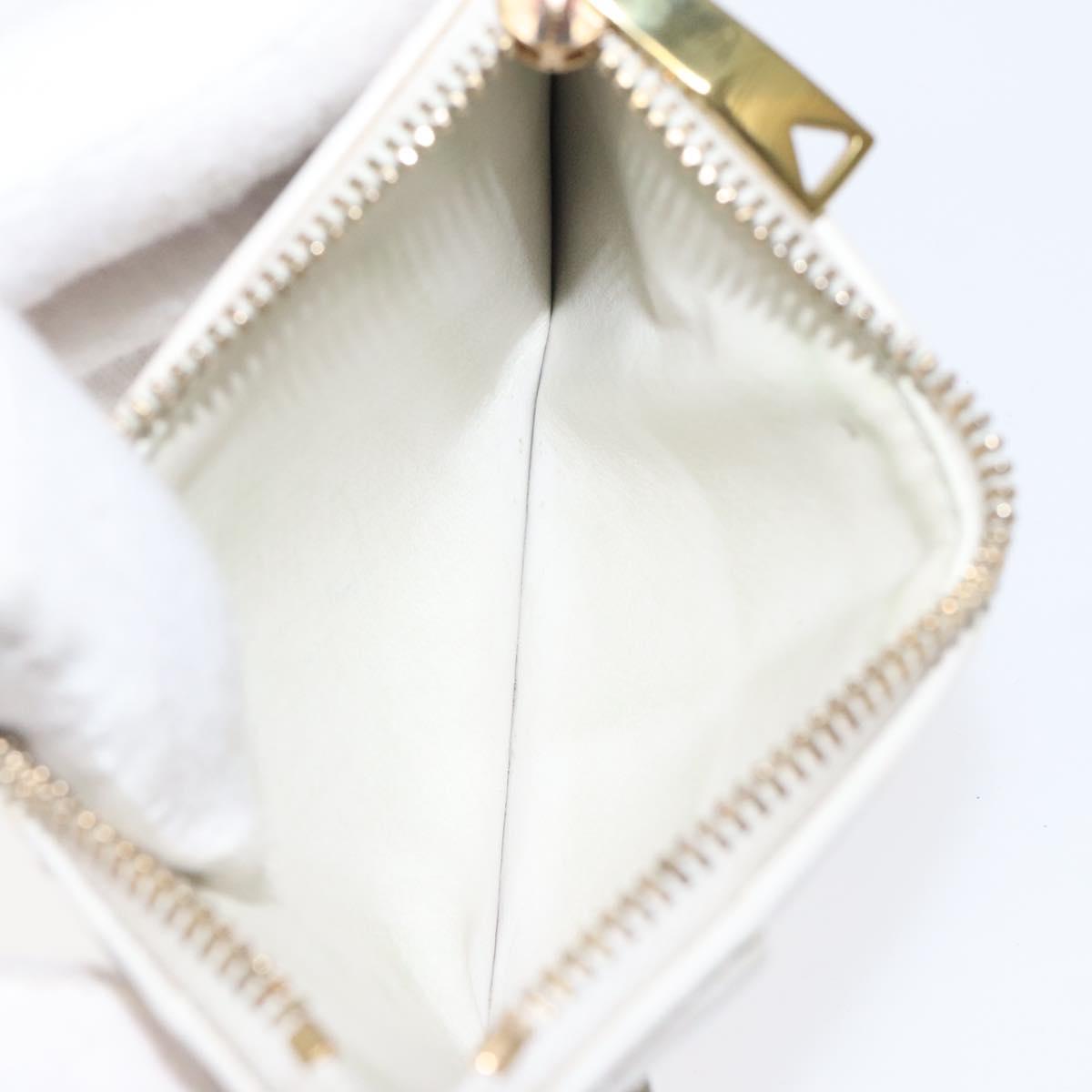 BOTTEGA VENETA MAXI INTRECCIATO Coin Purse Leather White Gold Auth 118221