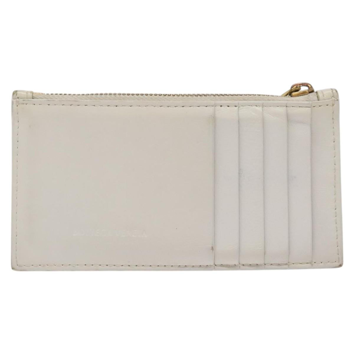 BOTTEGA VENETA MAXI INTRECCIATO Coin Purse Leather White Gold Auth 118221