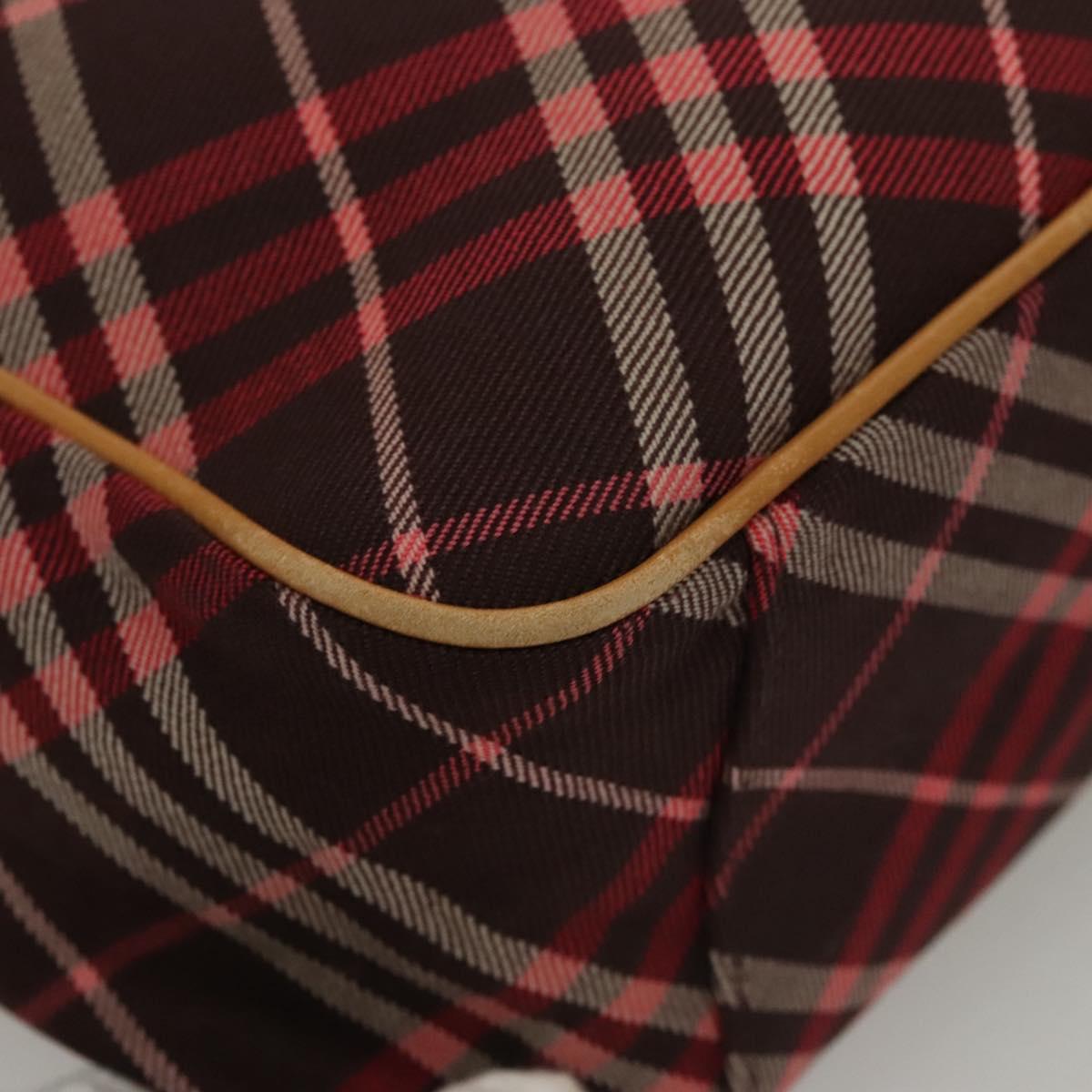 BURBERRY Nova Check Blue Label Tote Bag Canvas Pink Silver Auth 118227