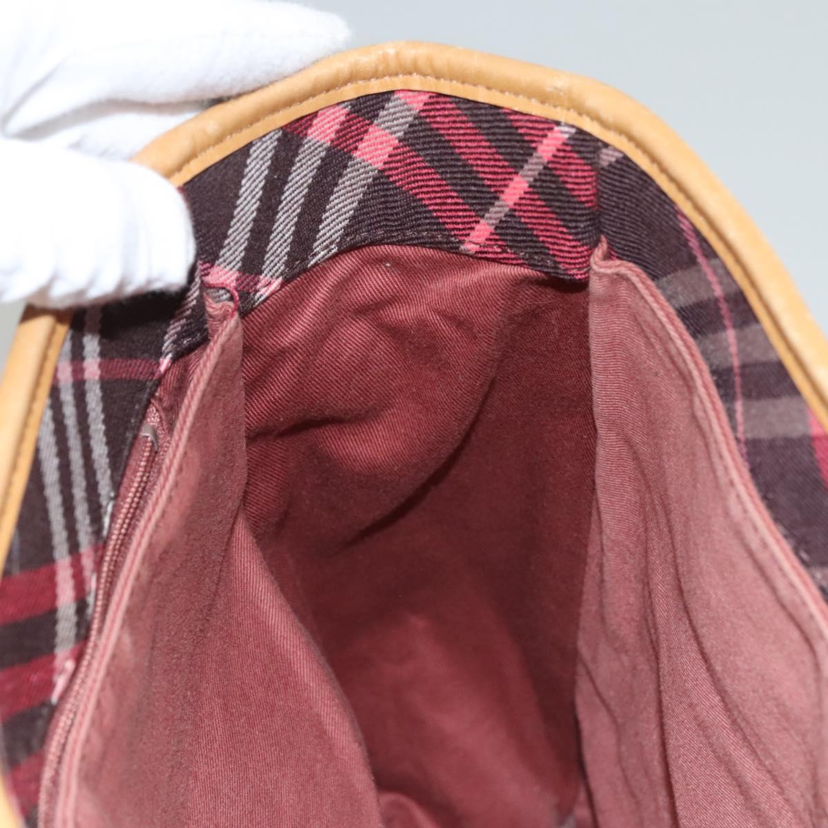 BURBERRY Nova Check Blue Label Tote Bag Canvas Pink Silver Auth 118227