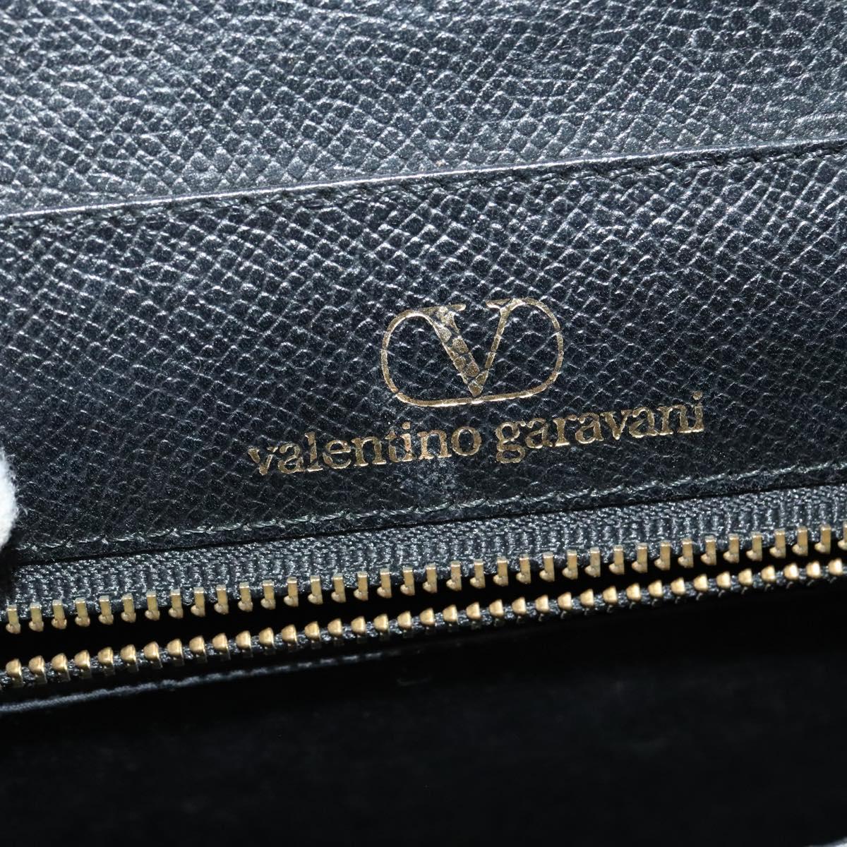 VALENTINO Hand Bag Leather 2way Black Gold Auth 118234