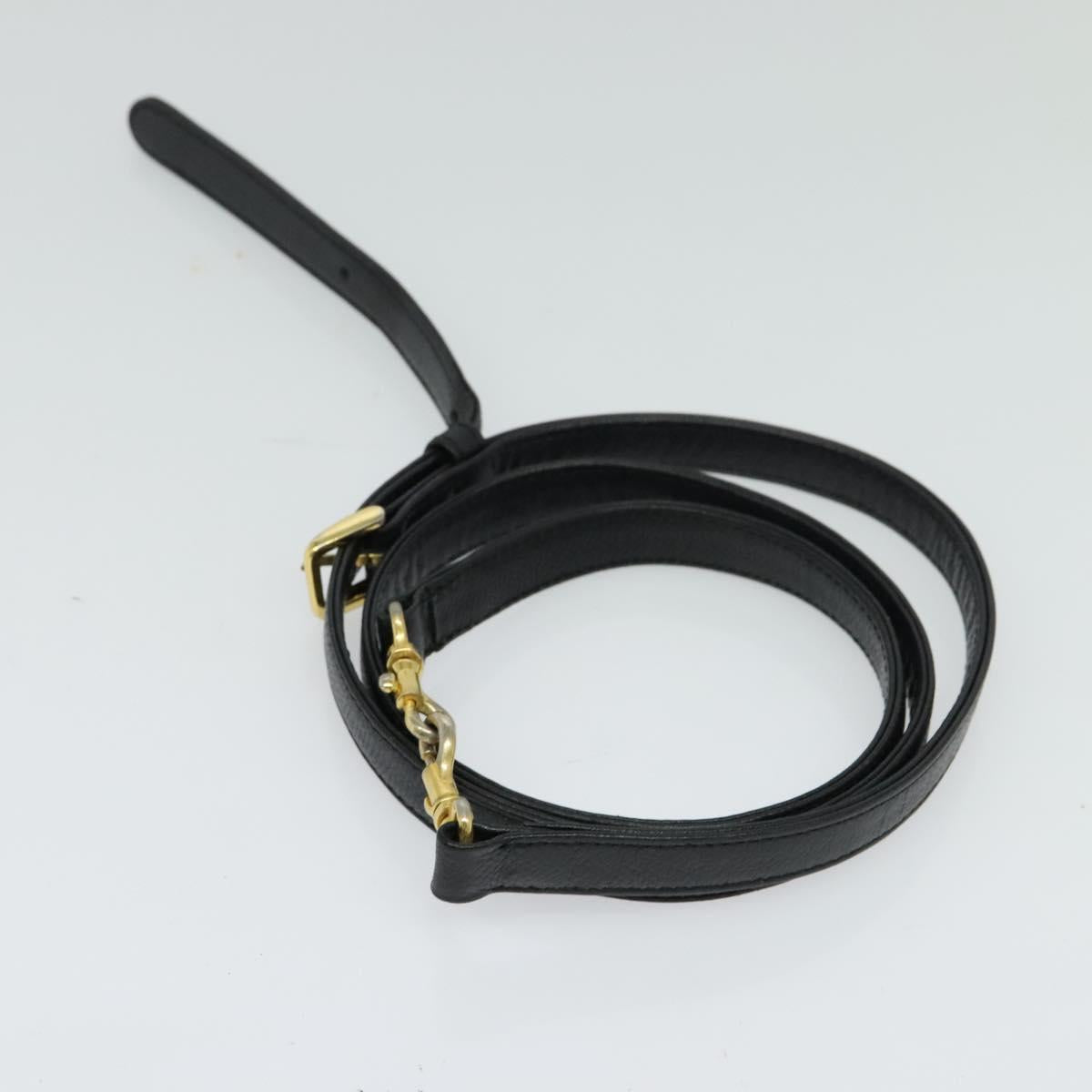 VALENTINO Hand Bag Leather 2way Black Gold Auth 118234