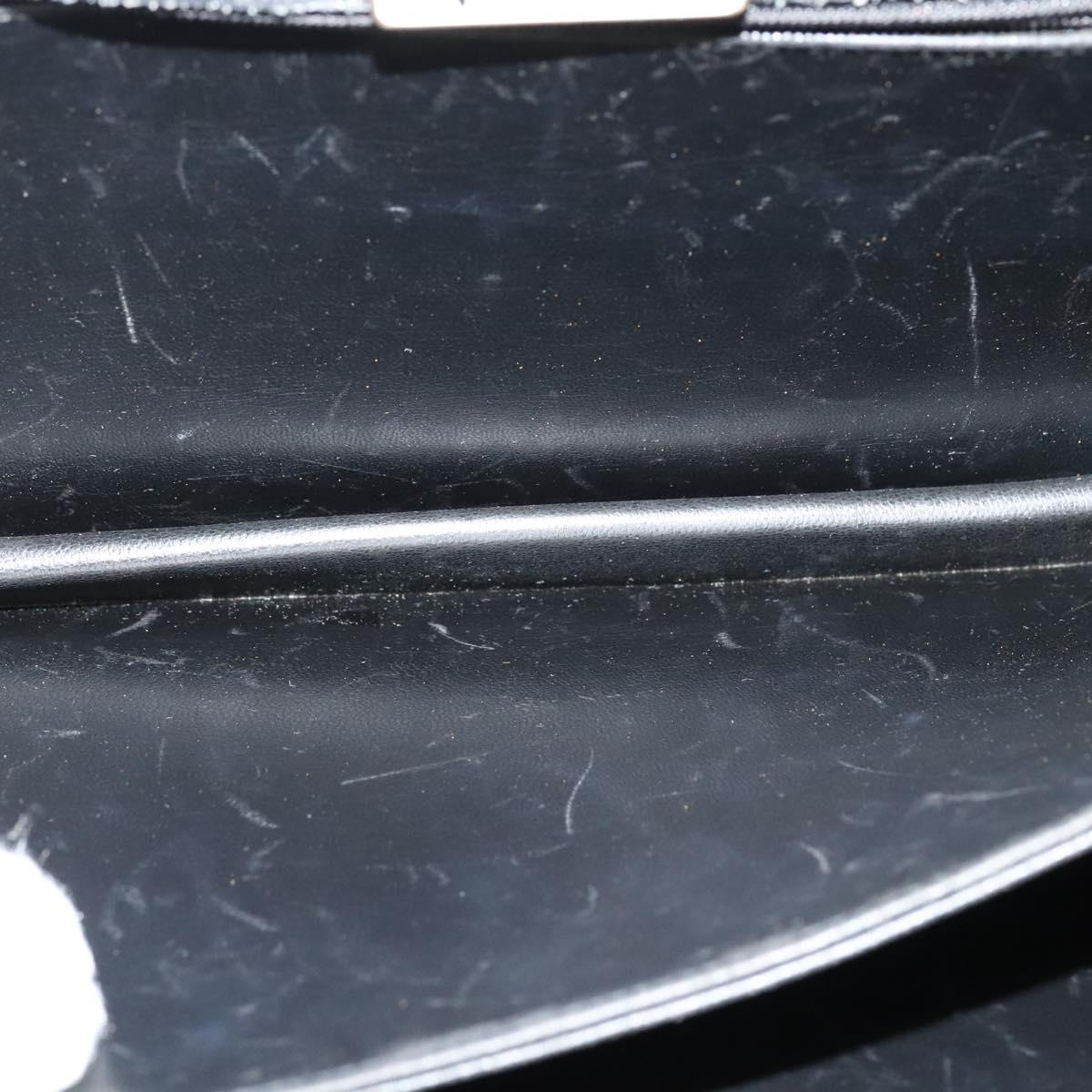 VALENTINO Shoulder Bag Leather Navy Gold Auth 118235