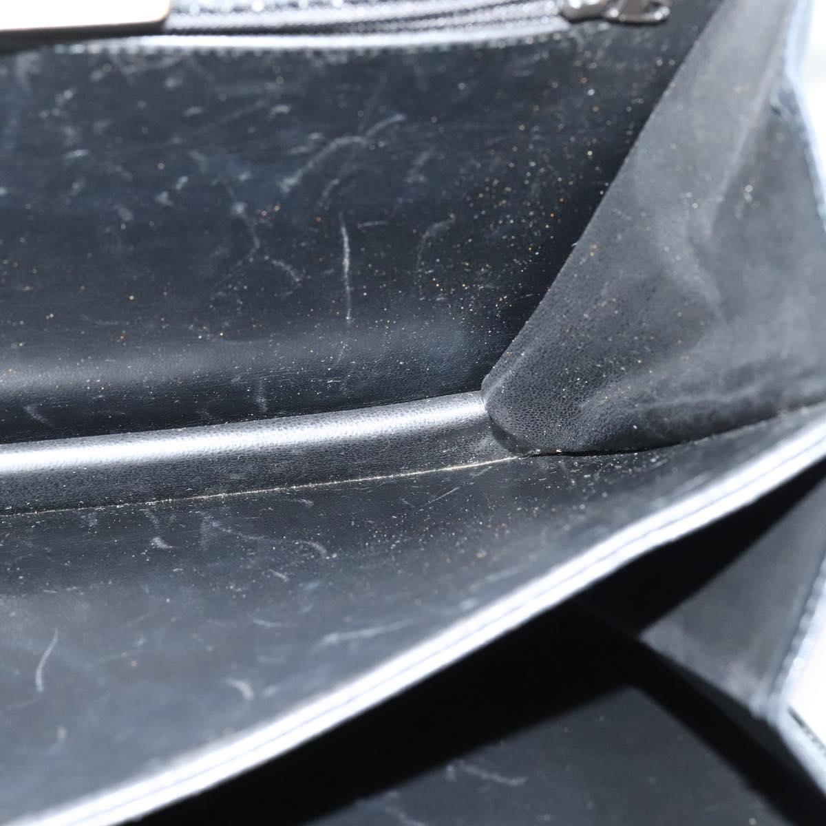 VALENTINO Shoulder Bag Leather Navy Gold Auth 118235