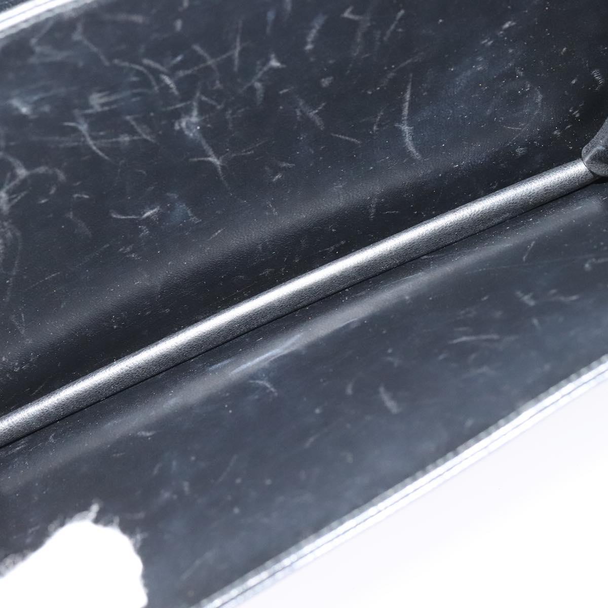 VALENTINO Shoulder Bag Leather Navy Gold Auth 118235