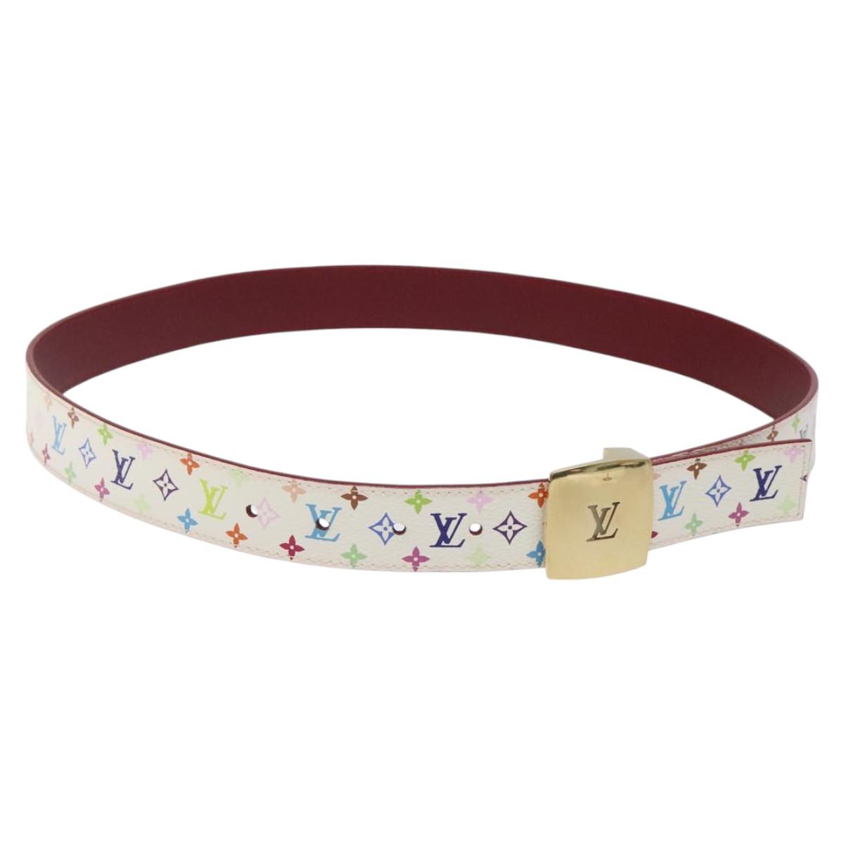 LOUIS VUITTON Multicolor Ceinture Care Belt 37.8"" White M9682 LV Auth 118241