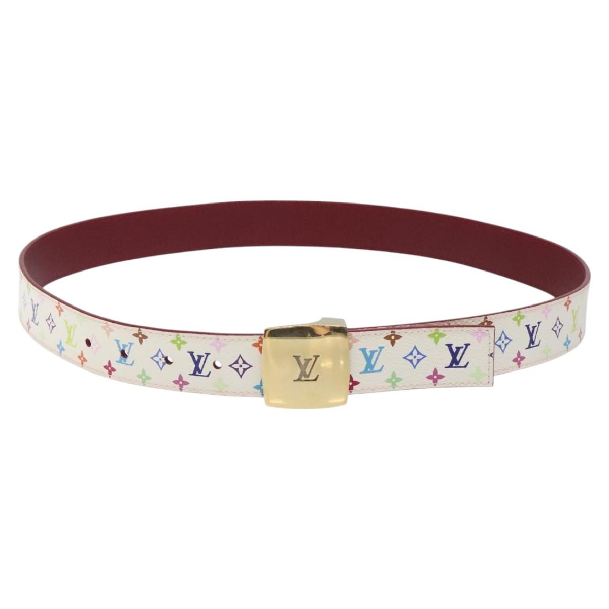 LOUIS VUITTON Multicolor Ceinture Care Belt 37.8"" White M9682 LV Auth 118241A
