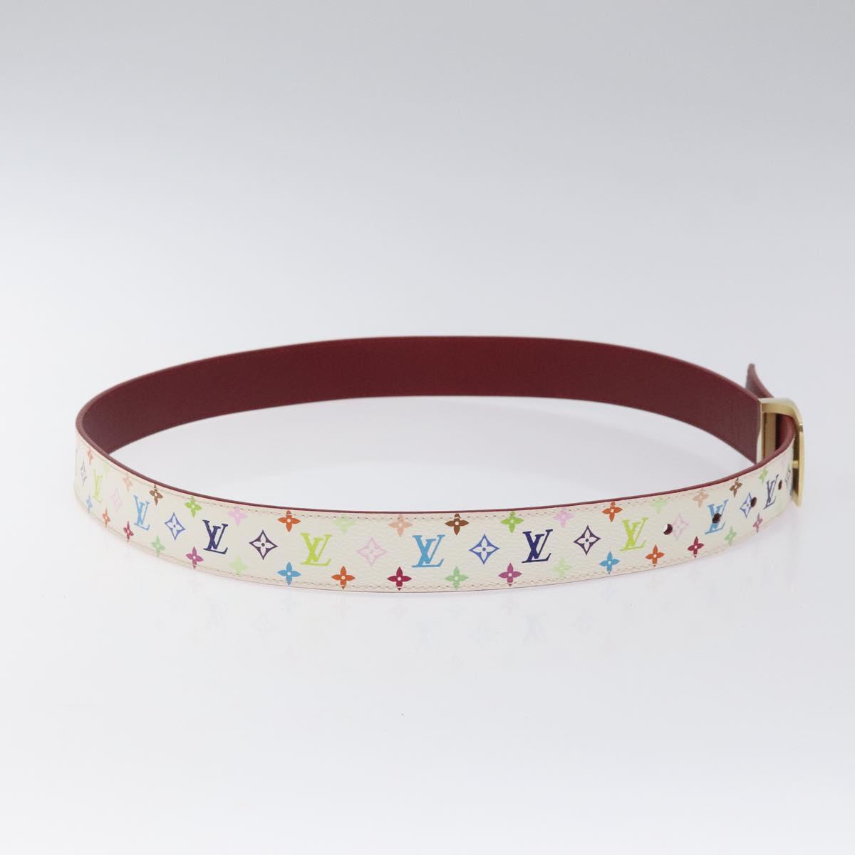 LOUIS VUITTON Multicolor Ceinture Care Belt 37.8"" White M9682 LV Auth 118241