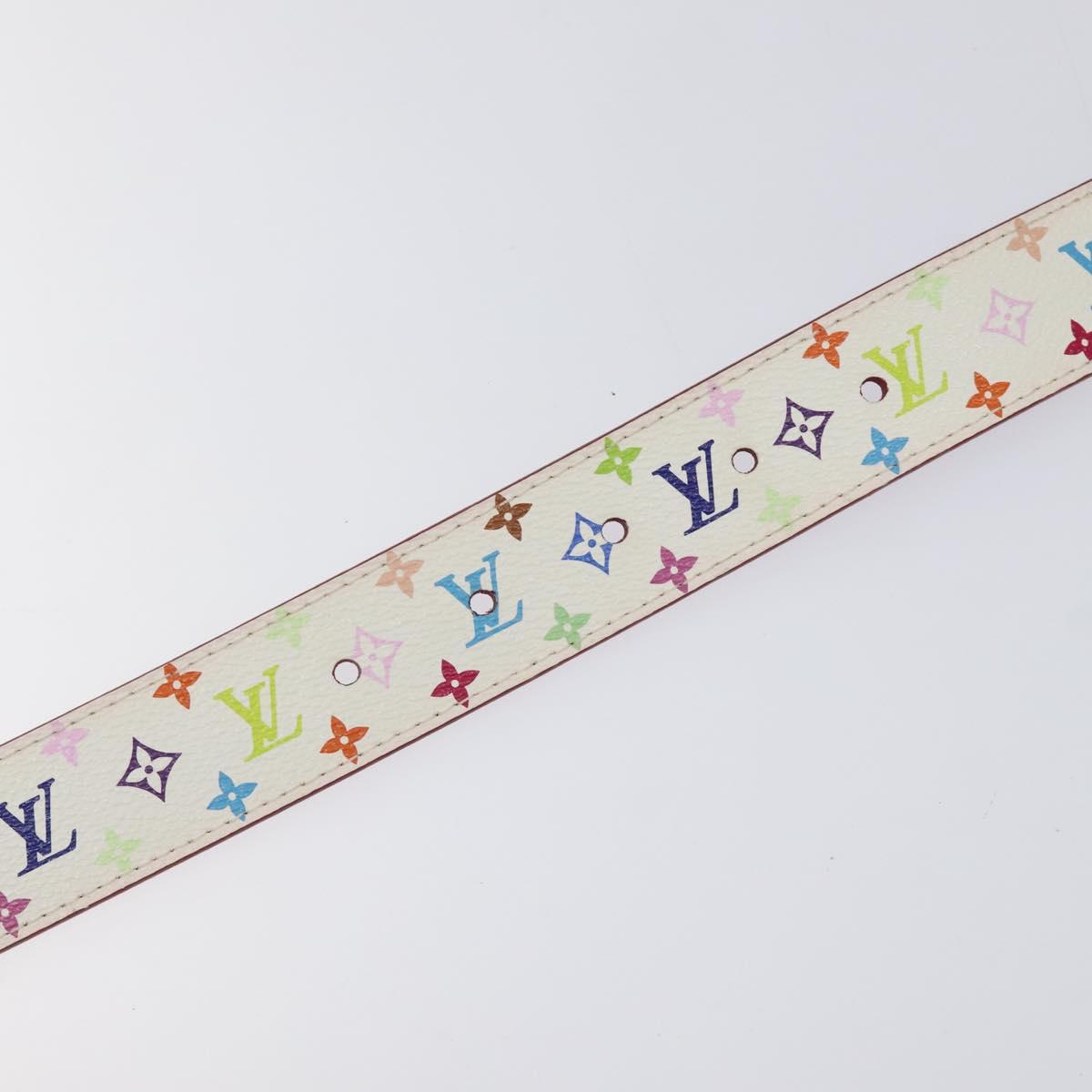 LOUIS VUITTON Multicolor Ceinture Care Belt 37.8"" White M9682 LV Auth 118241