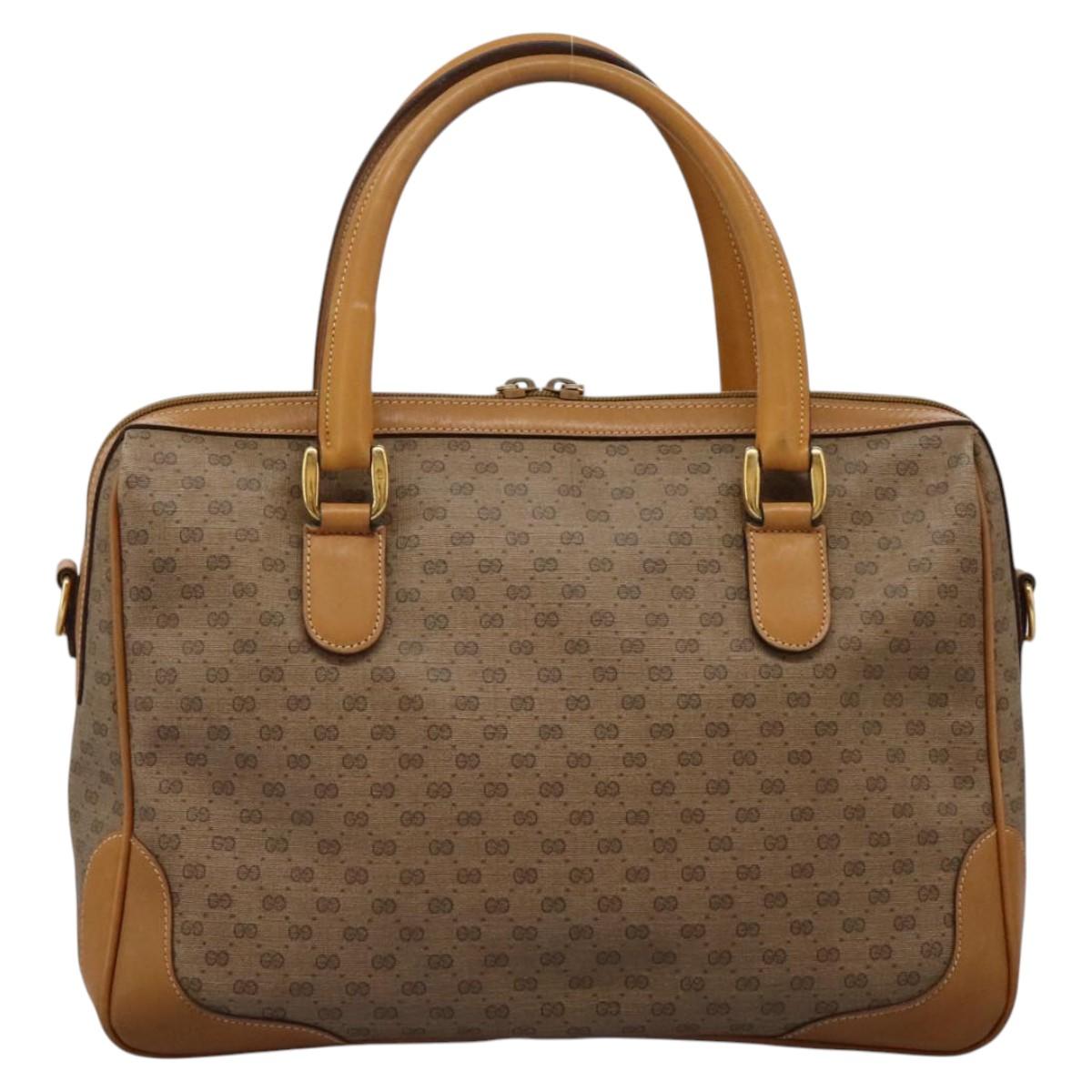 GUCCI Micro GG Supreme Hand Bag PVC 2way Beige Gold 002 123 0033 Auth 118246