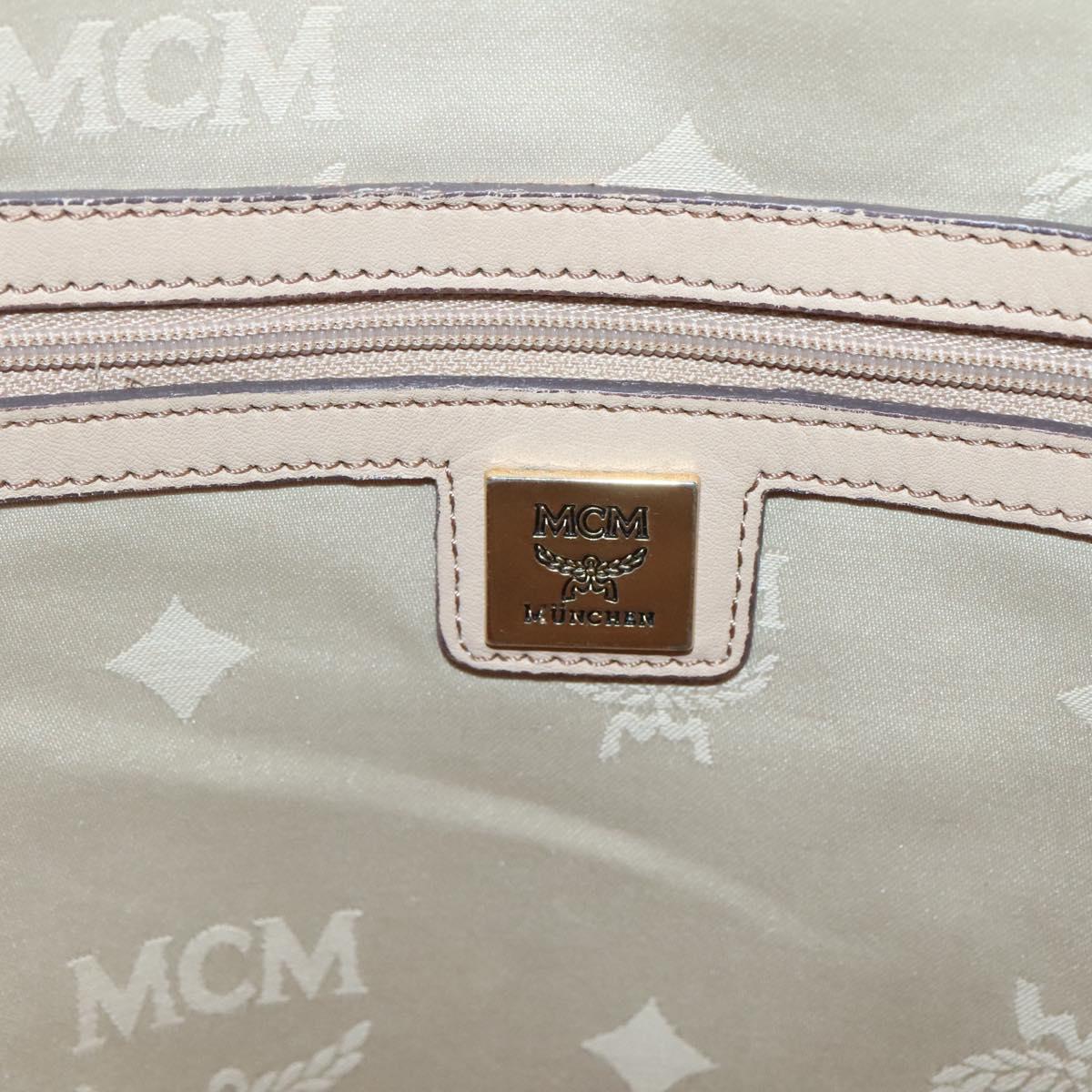 MCM Logogram Vicetos Backpack PVC Leather Beige Gold Auth 118249