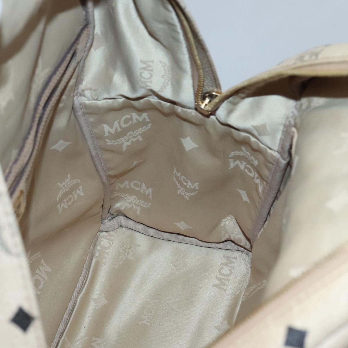 MCM Logogram Vicetos Backpack PVC Leather Beige Gold Auth 118249