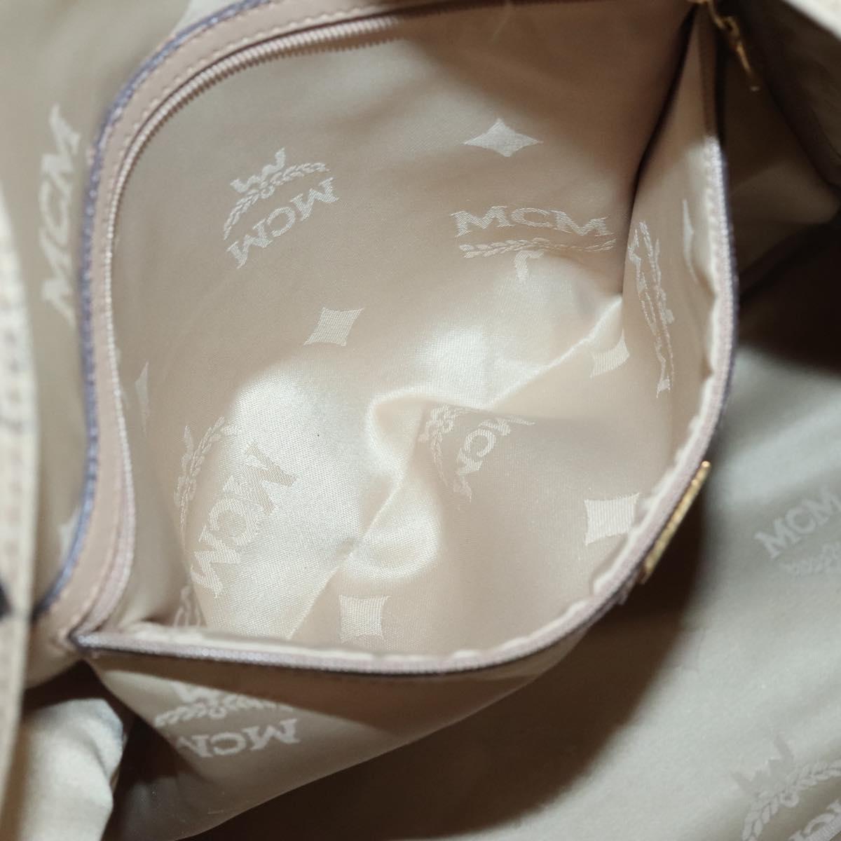 MCM Logogram Vicetos Backpack PVC Leather Beige Gold Auth 118249