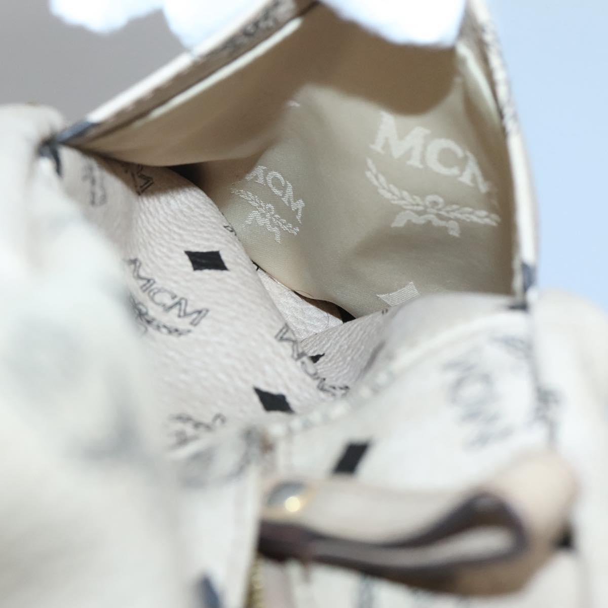 MCM Logogram Vicetos Backpack PVC Leather Beige Gold Auth 118249