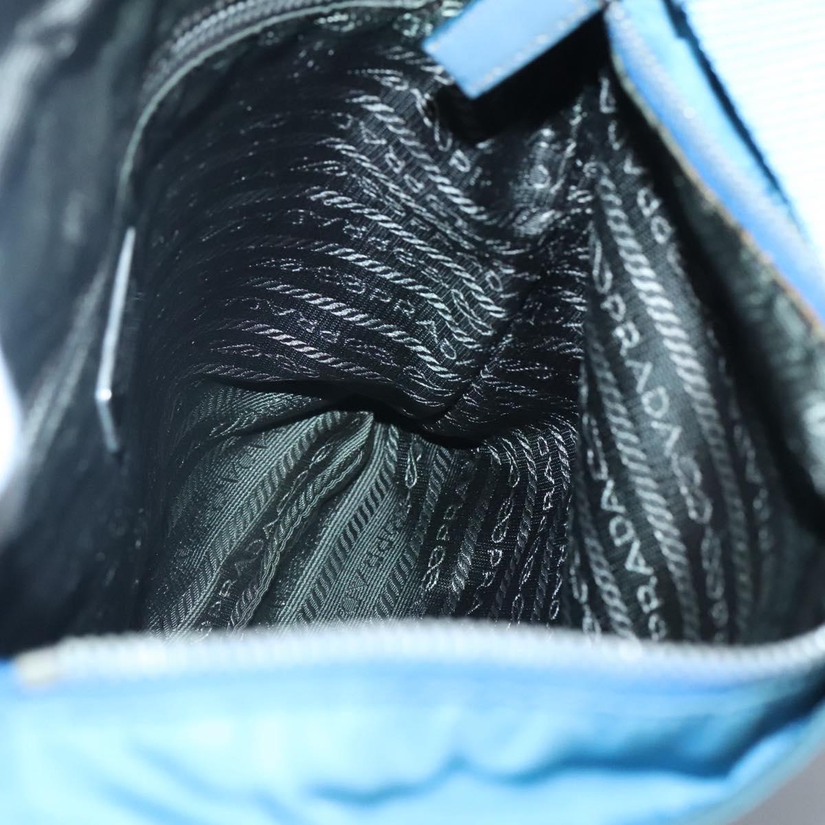 PRADA Shoulder Bag Nylon Blue Silver Auth 118258