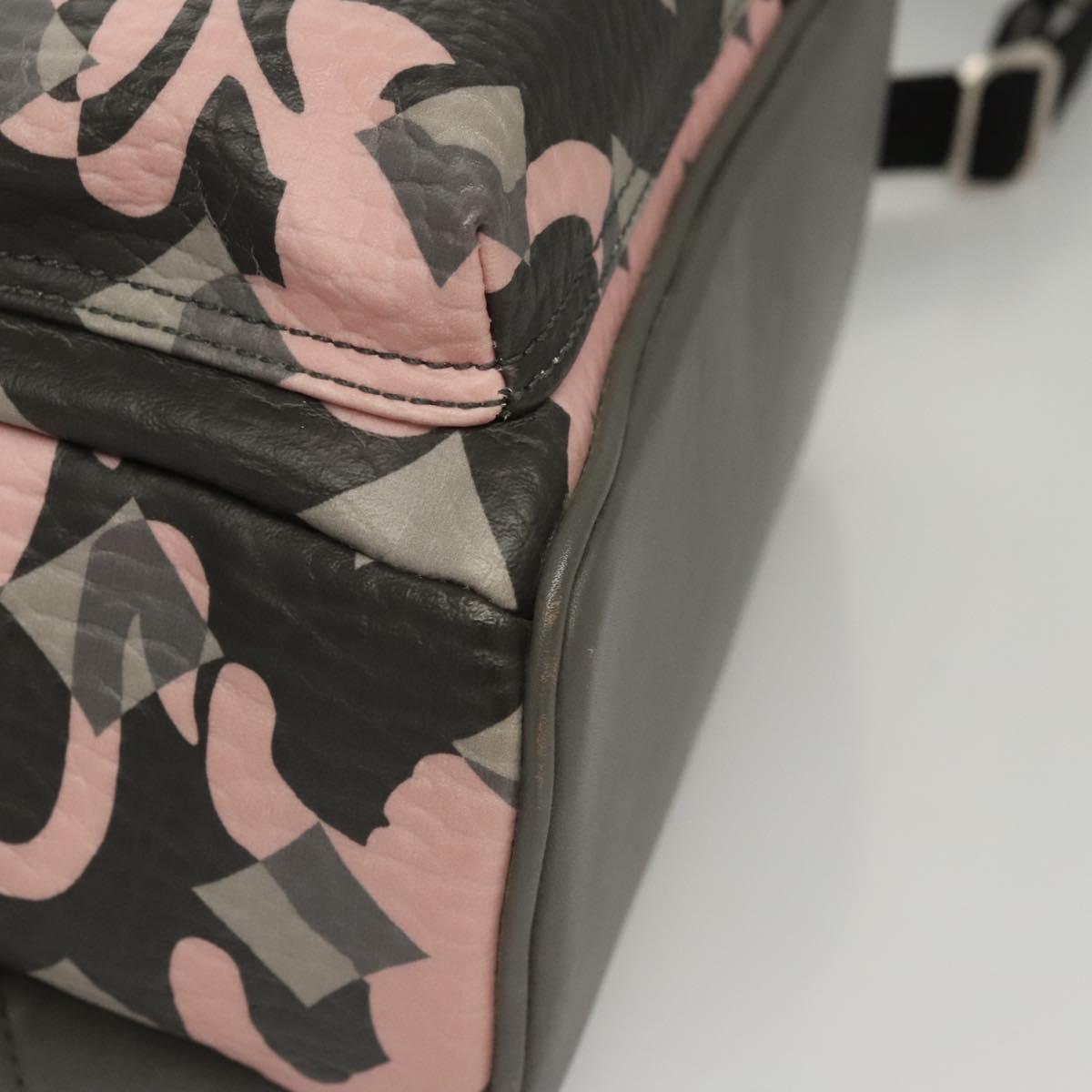 MCM Vicetos Logogram Backpack PVC Leather Pink Silver Auth 118259