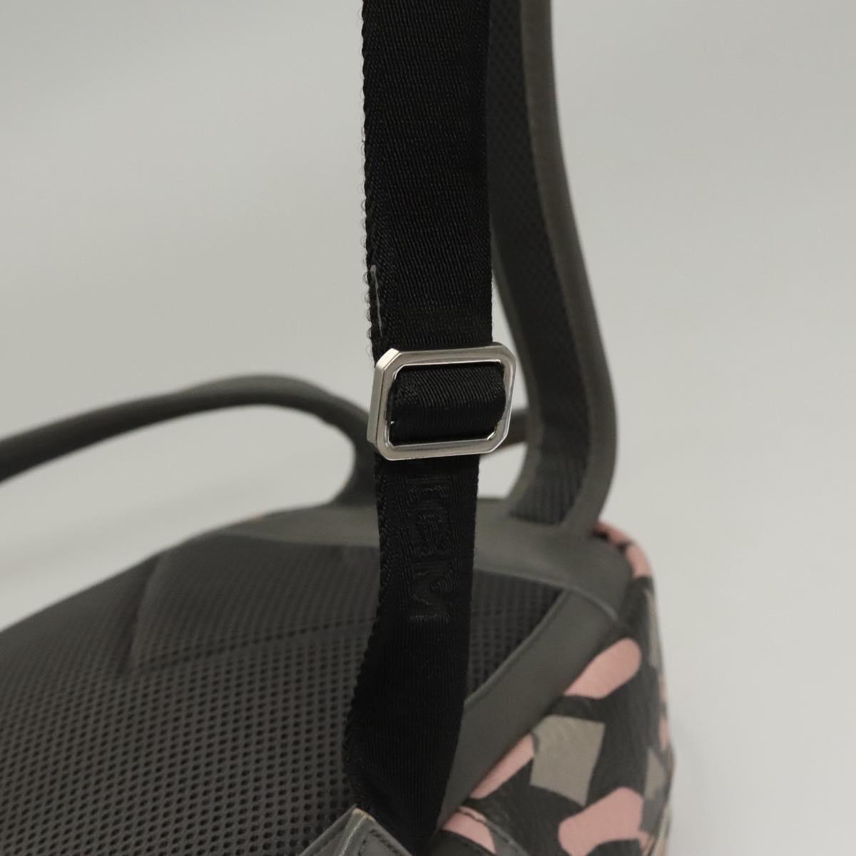 MCM Vicetos Logogram Backpack PVC Leather Pink Silver Auth 118259