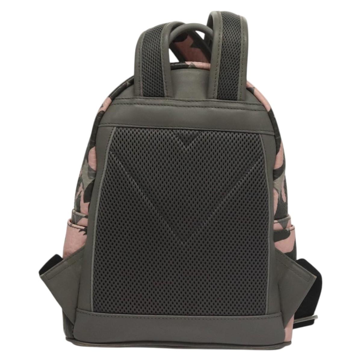 MCM Vicetos Logogram Backpack PVC Leather Pink Silver Auth 118259