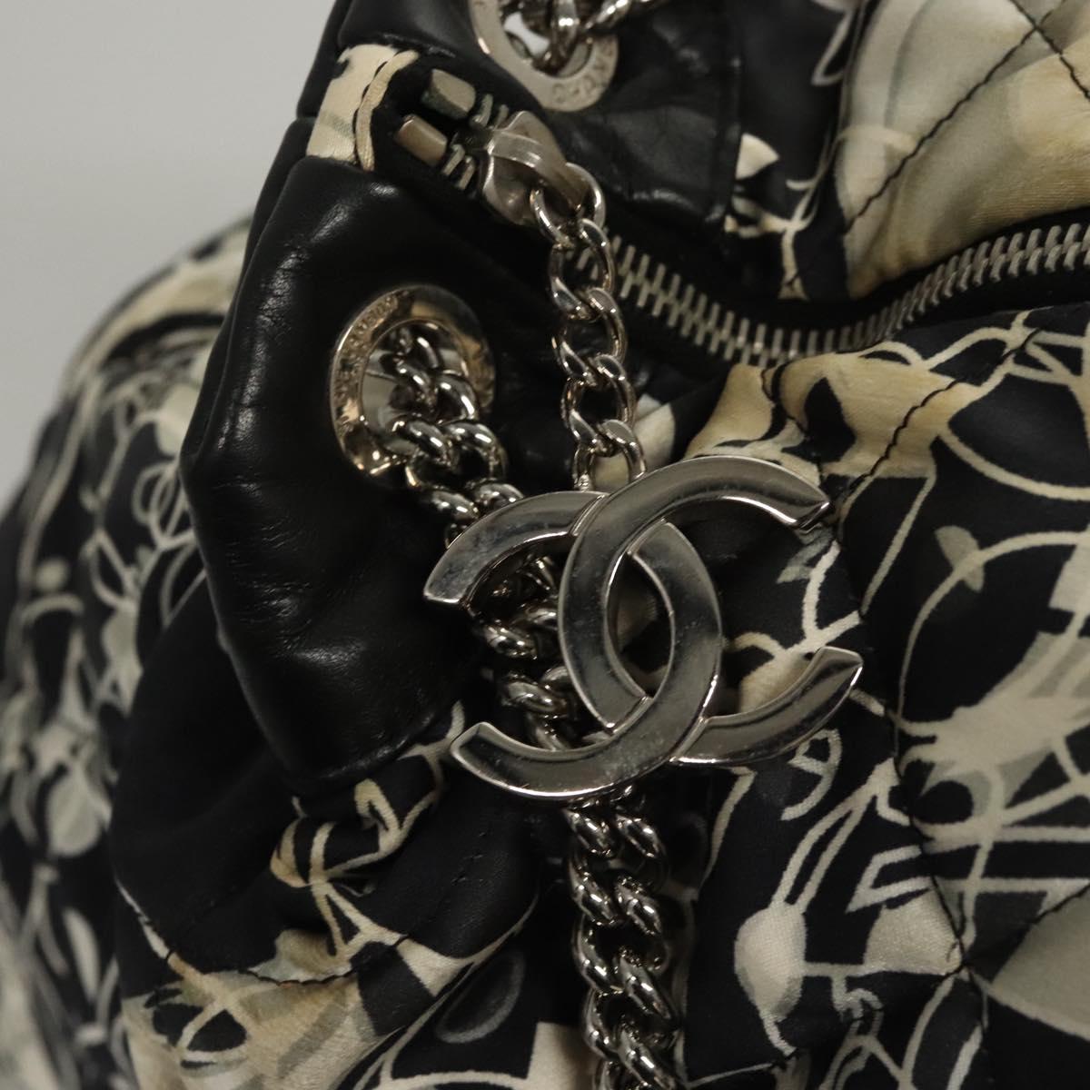 CHANEL Matelasse Chain Shoulder Bag Silk Black CC Auth 118262