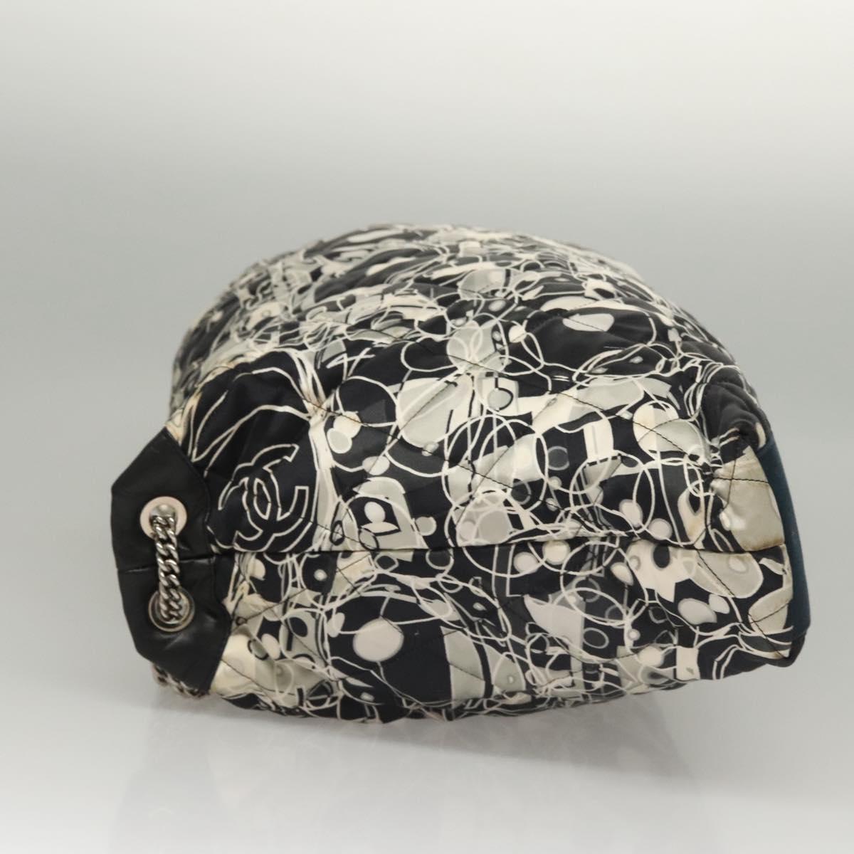 CHANEL Matelasse Chain Shoulder Bag Silk Black CC Auth 118262