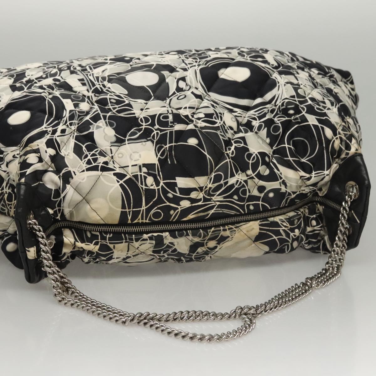 CHANEL Matelasse Chain Shoulder Bag Silk Black CC Auth 118262