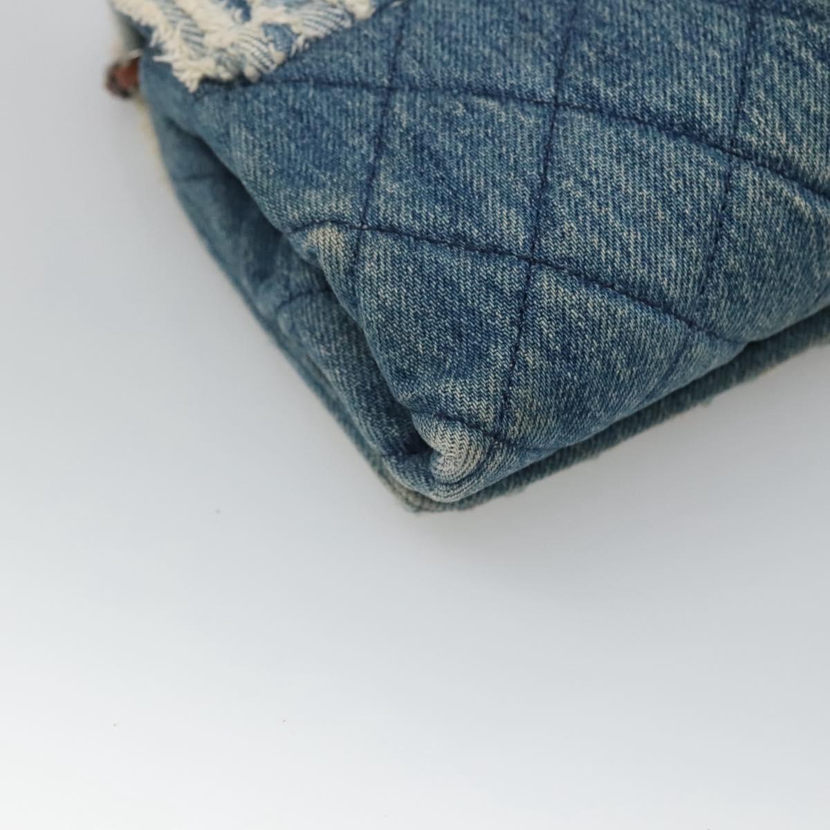 CHANEL Matelasse Chain Shoulder Bag Denim Blue CC Auth 118265