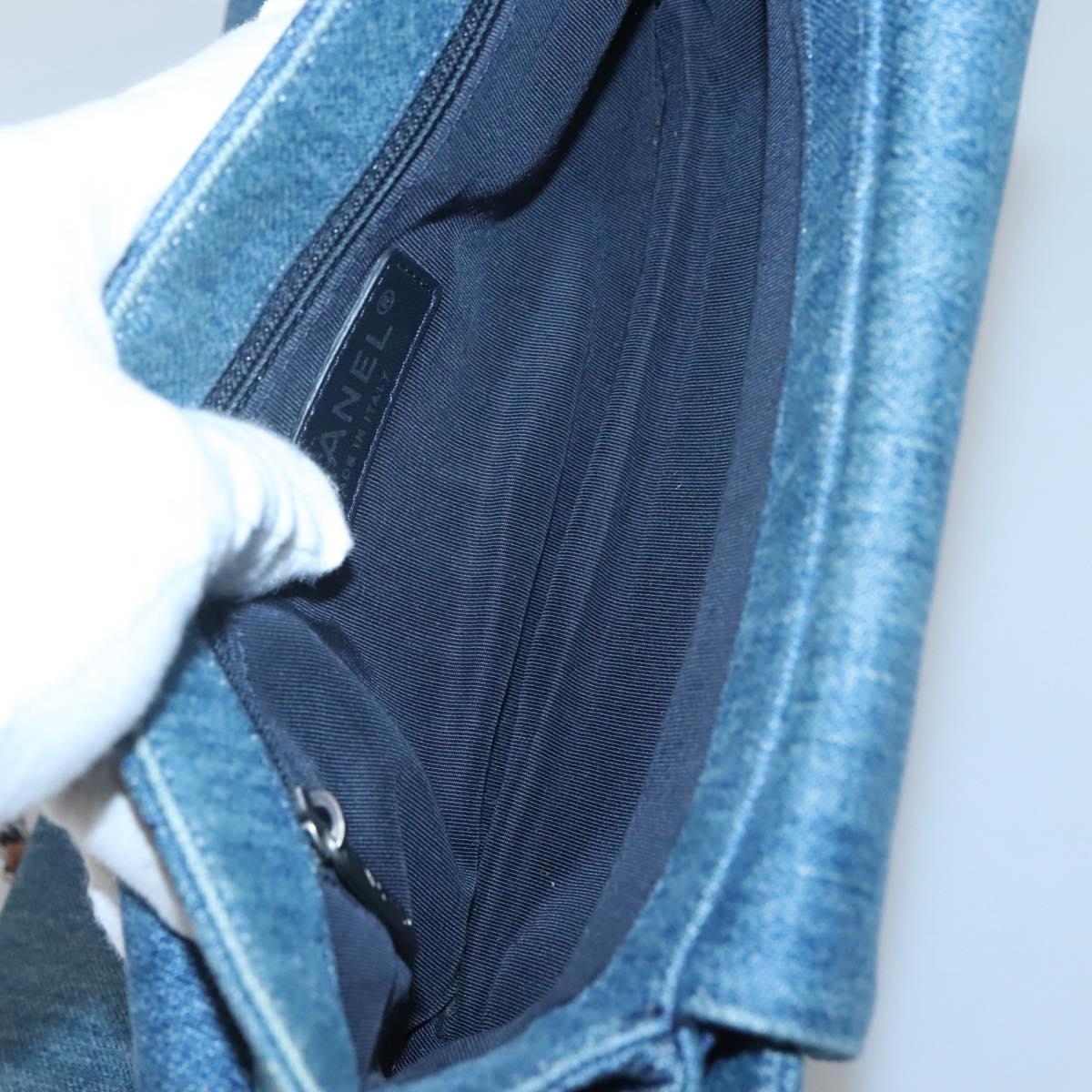 CHANEL Matelasse Chain Shoulder Bag Denim Blue CC Auth 118265