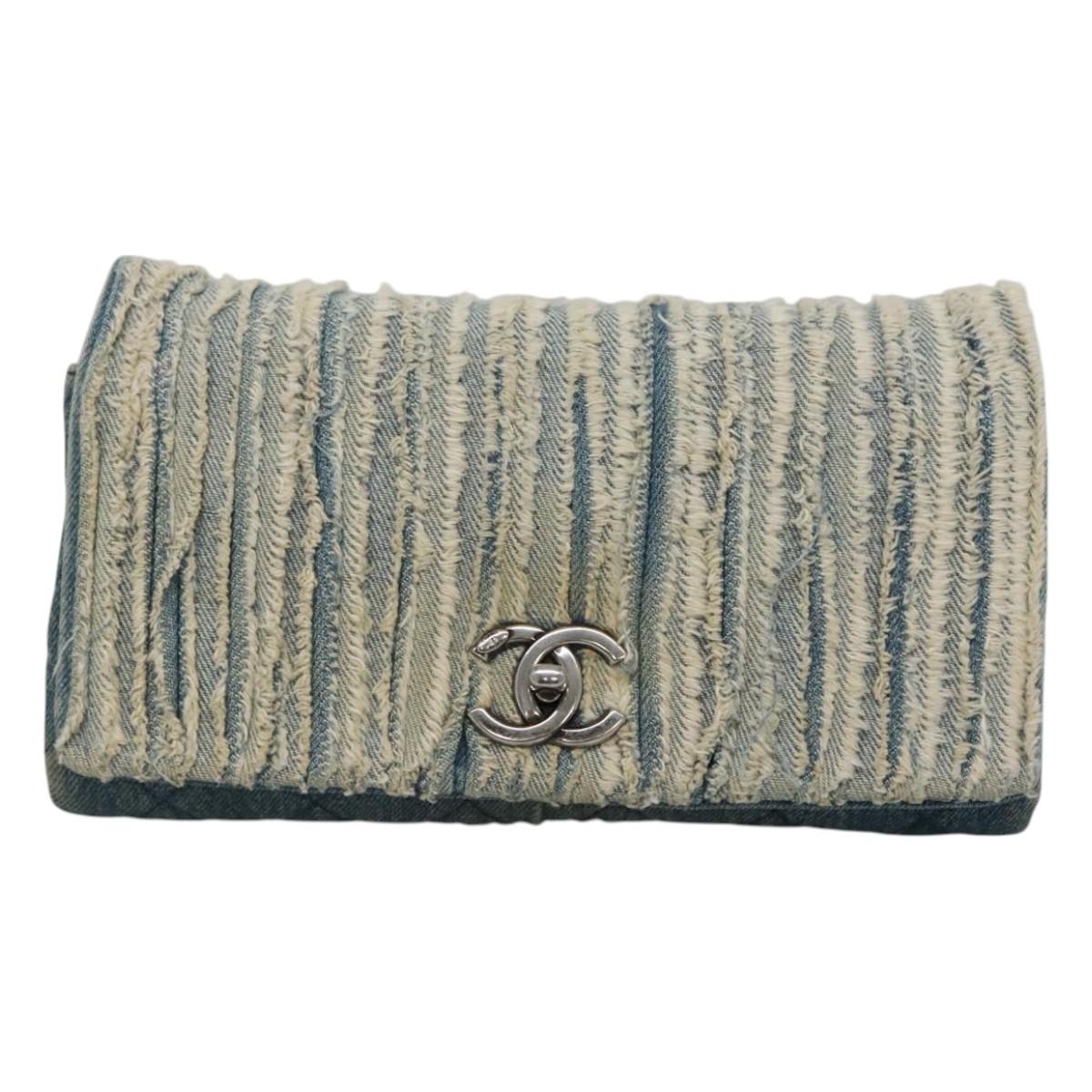 CHANEL Matelasse Chain Shoulder Bag Denim Blue CC Auth 118265