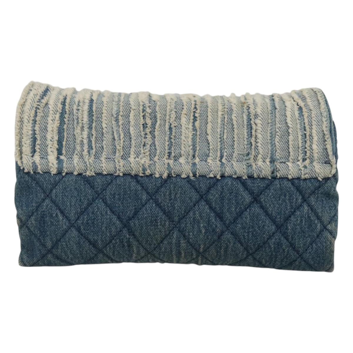 CHANEL Matelasse Chain Shoulder Bag Denim Blue CC Auth 118265