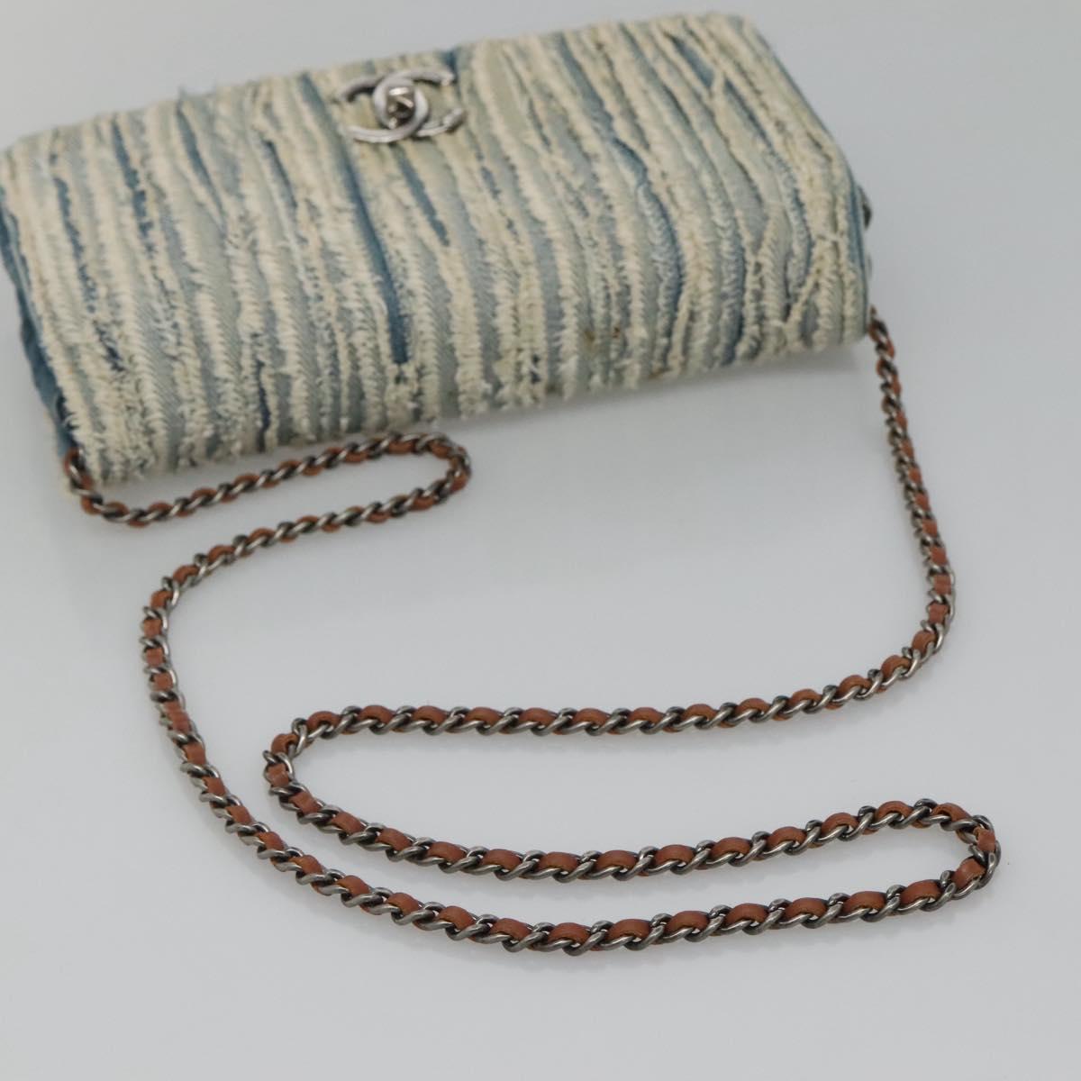 CHANEL Matelasse Chain Shoulder Bag Denim Blue CC Auth 118265