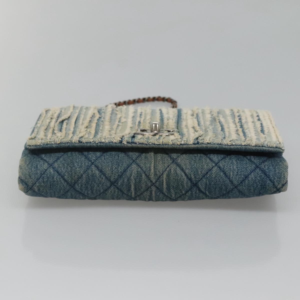 CHANEL Matelasse Chain Shoulder Bag Denim Blue CC Auth 118265