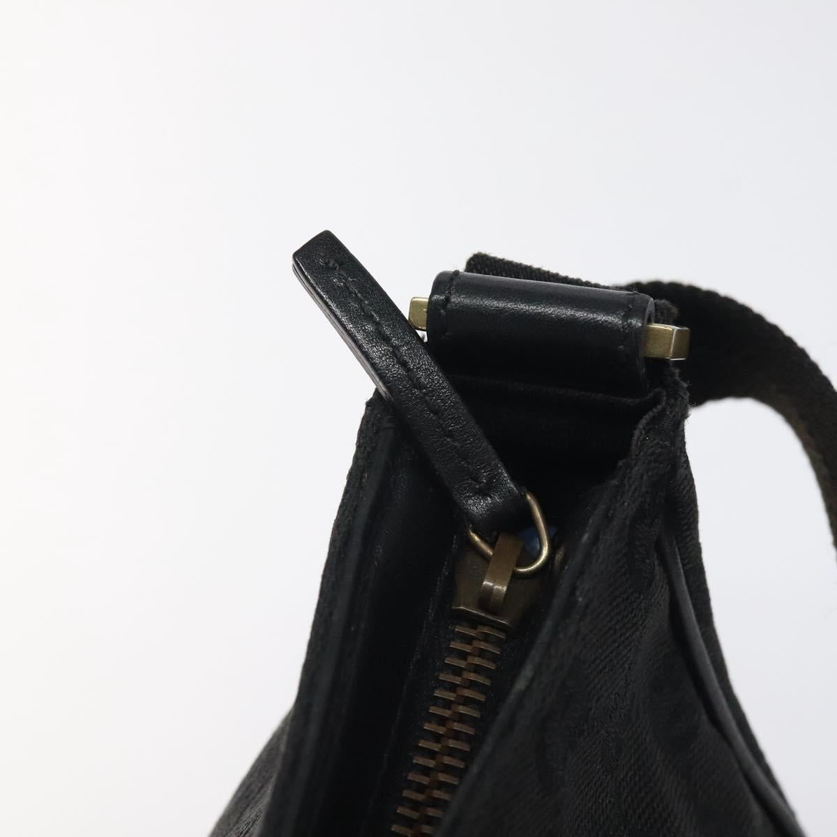 GUCCI GG Canvas Accessory Pouch Black Gold 106644 Auth 118268