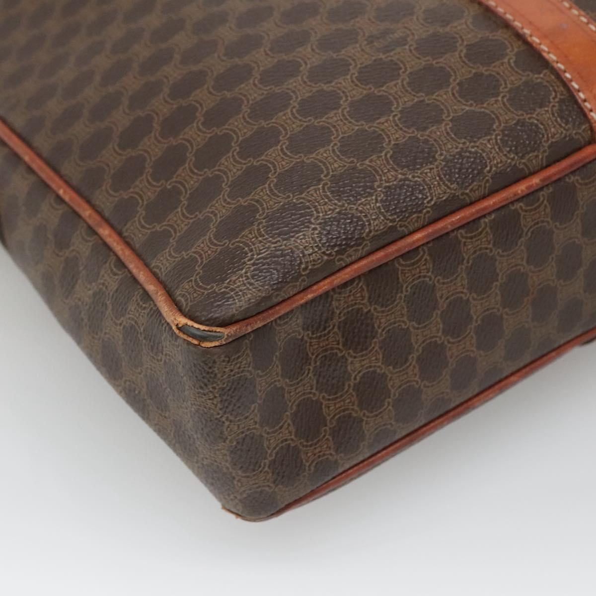 CELINE Macadam Canvas Hand Bag PVC Leather Brown Gold Auth 118271