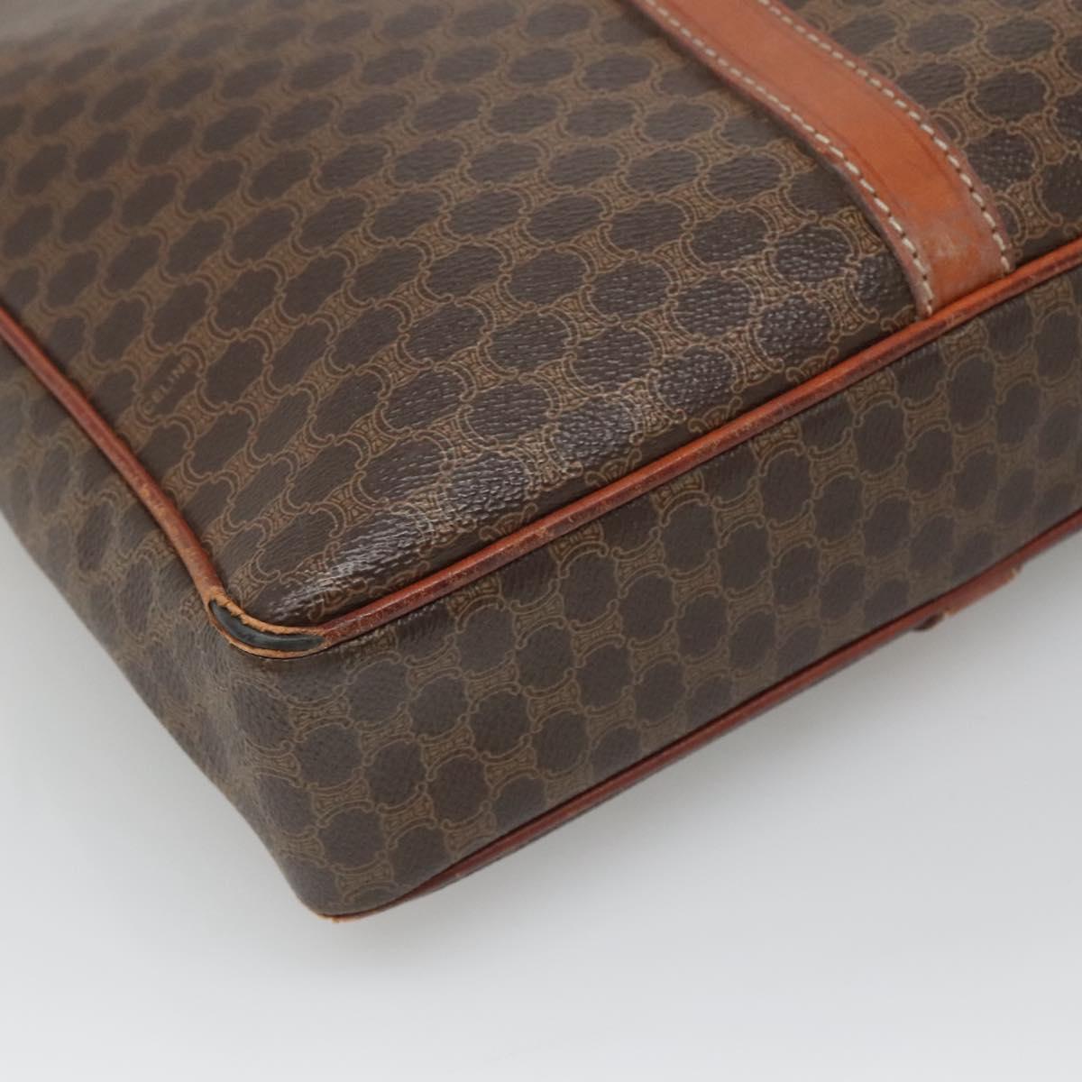 CELINE Macadam Canvas Hand Bag PVC Leather Brown Gold Auth 118271