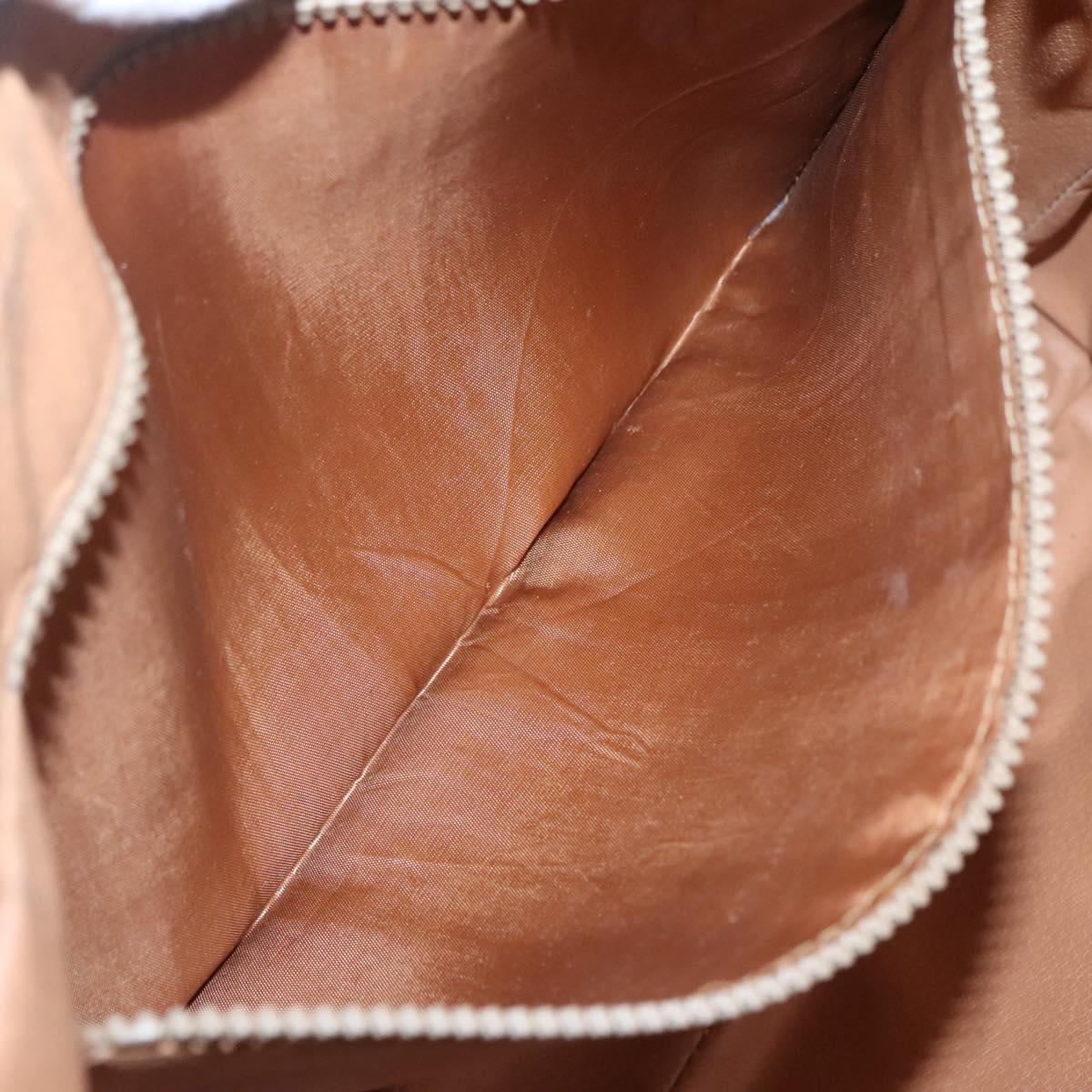 CELINE Macadam Canvas Hand Bag PVC Leather Brown Gold Auth 118271