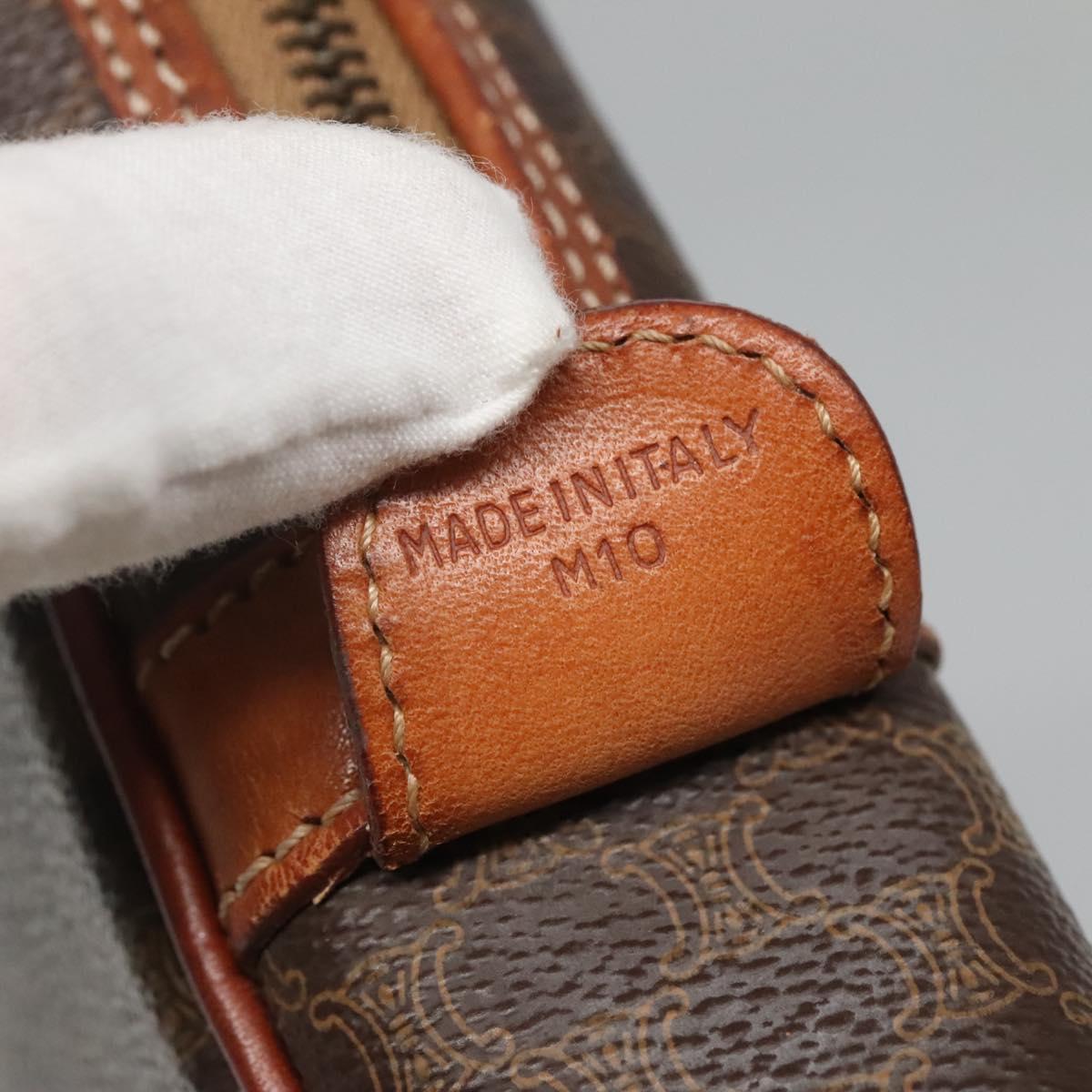 CELINE Macadam Canvas Hand Bag PVC Leather Brown Gold Auth 118271