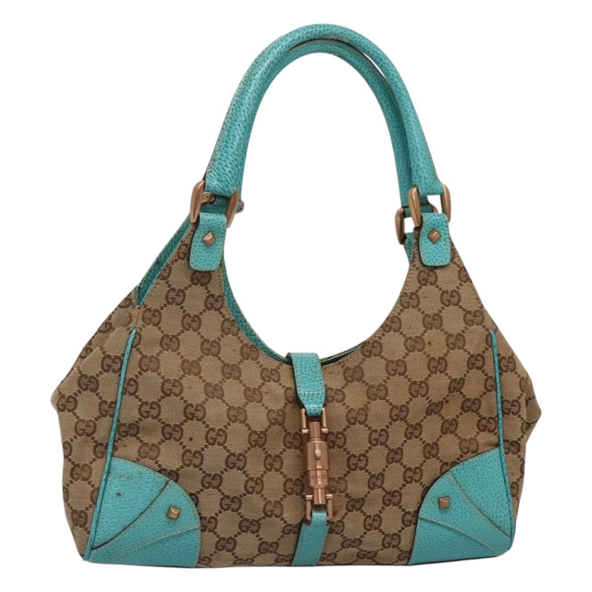 GUCCI GG Canvas Jackie Shoulder Bag Beige 124407 Auth 118283
