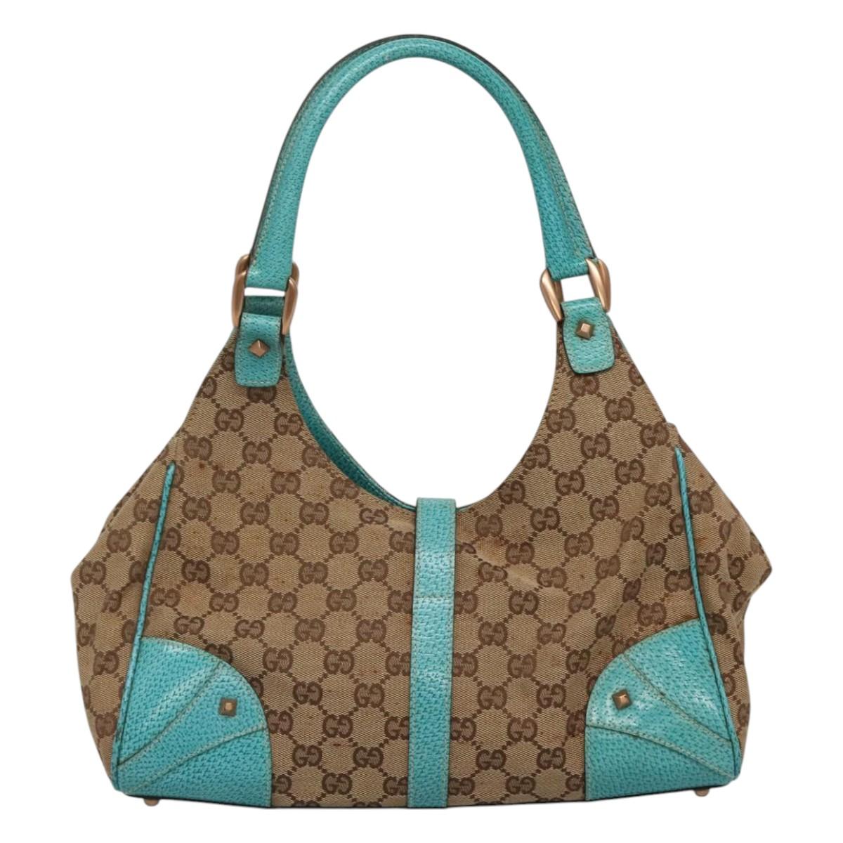 GUCCI GG Canvas Jackie Shoulder Bag Beige 124407 Auth 118283