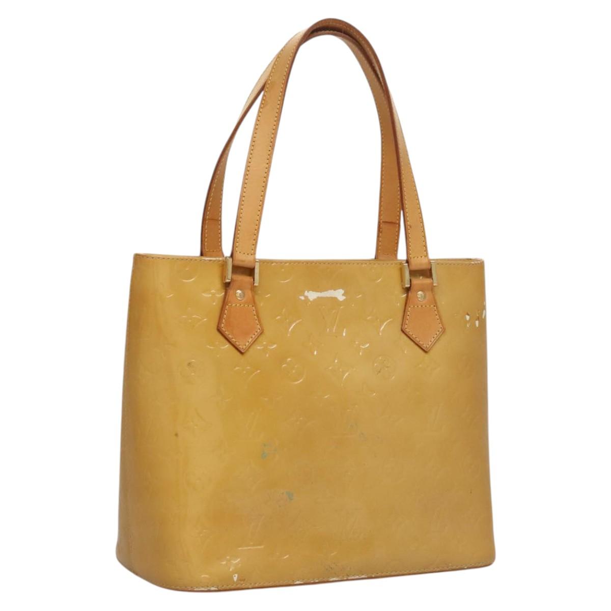 LOUIS VUITTON Monogram Vernis Houston Hand Bag Beige M91004 LV Auth 118288