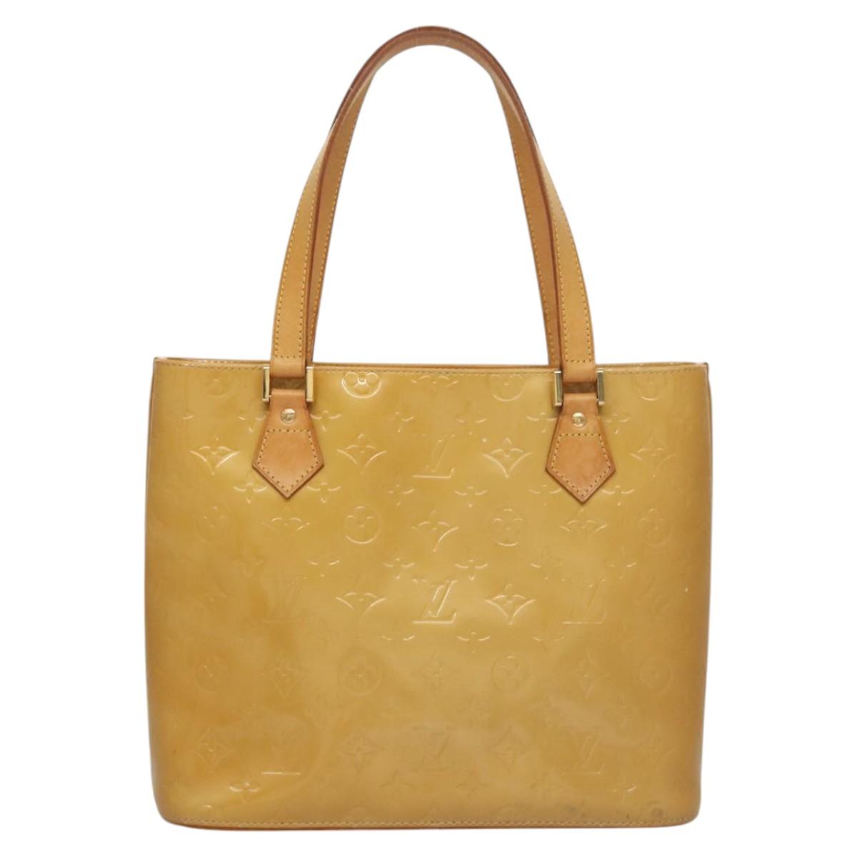 LOUIS VUITTON Monogram Vernis Houston Hand Bag Beige M91004 LV Auth 118288