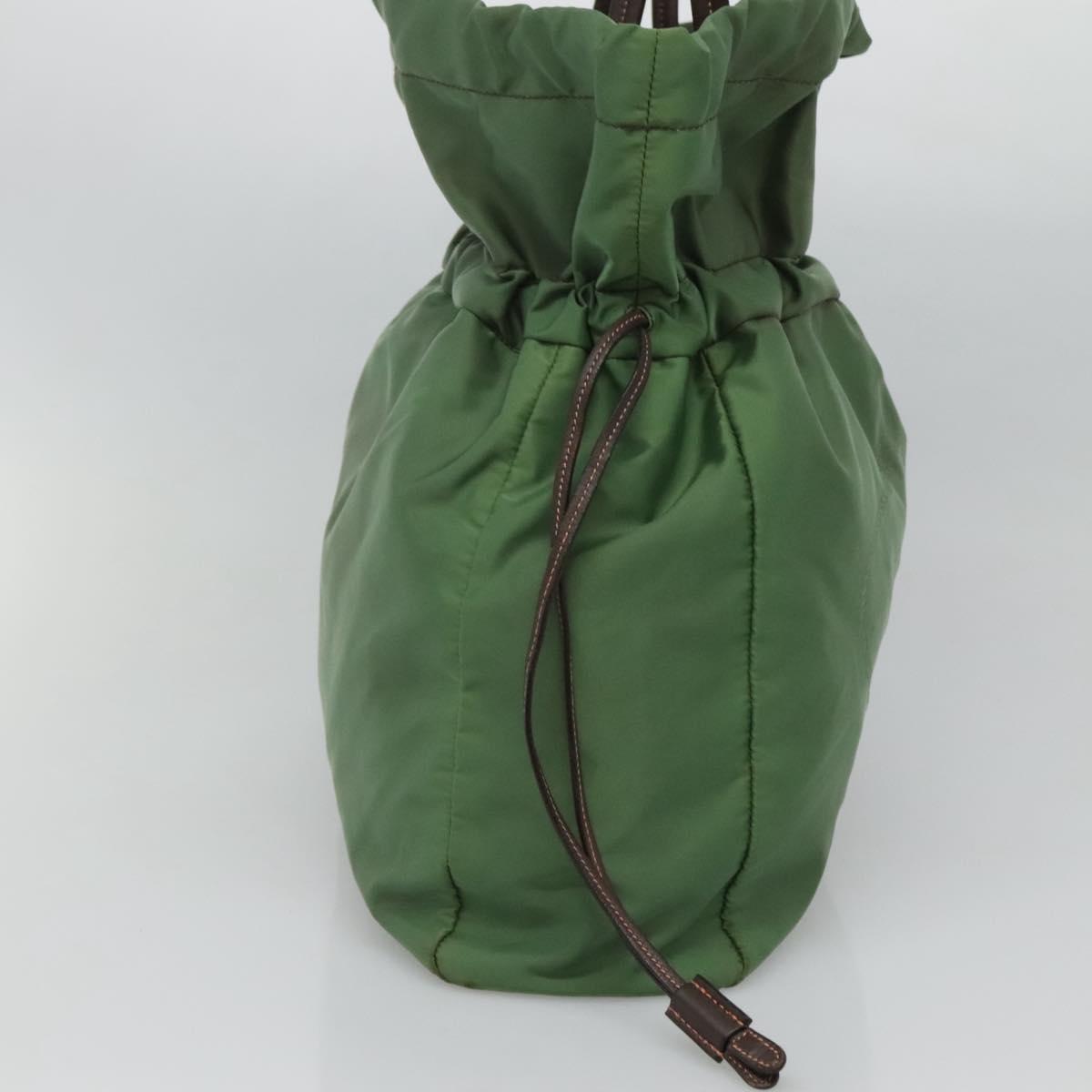 PRADA Shoulder Bag Nylon Green Gold Auth 118291
