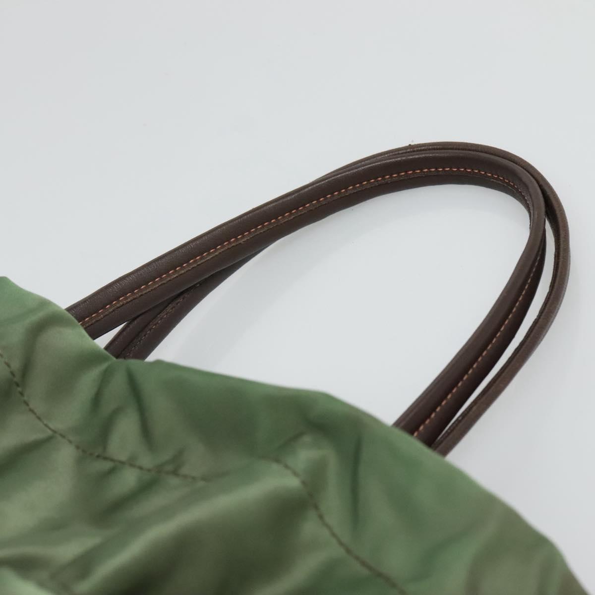 PRADA Shoulder Bag Nylon Green Gold Auth 118291