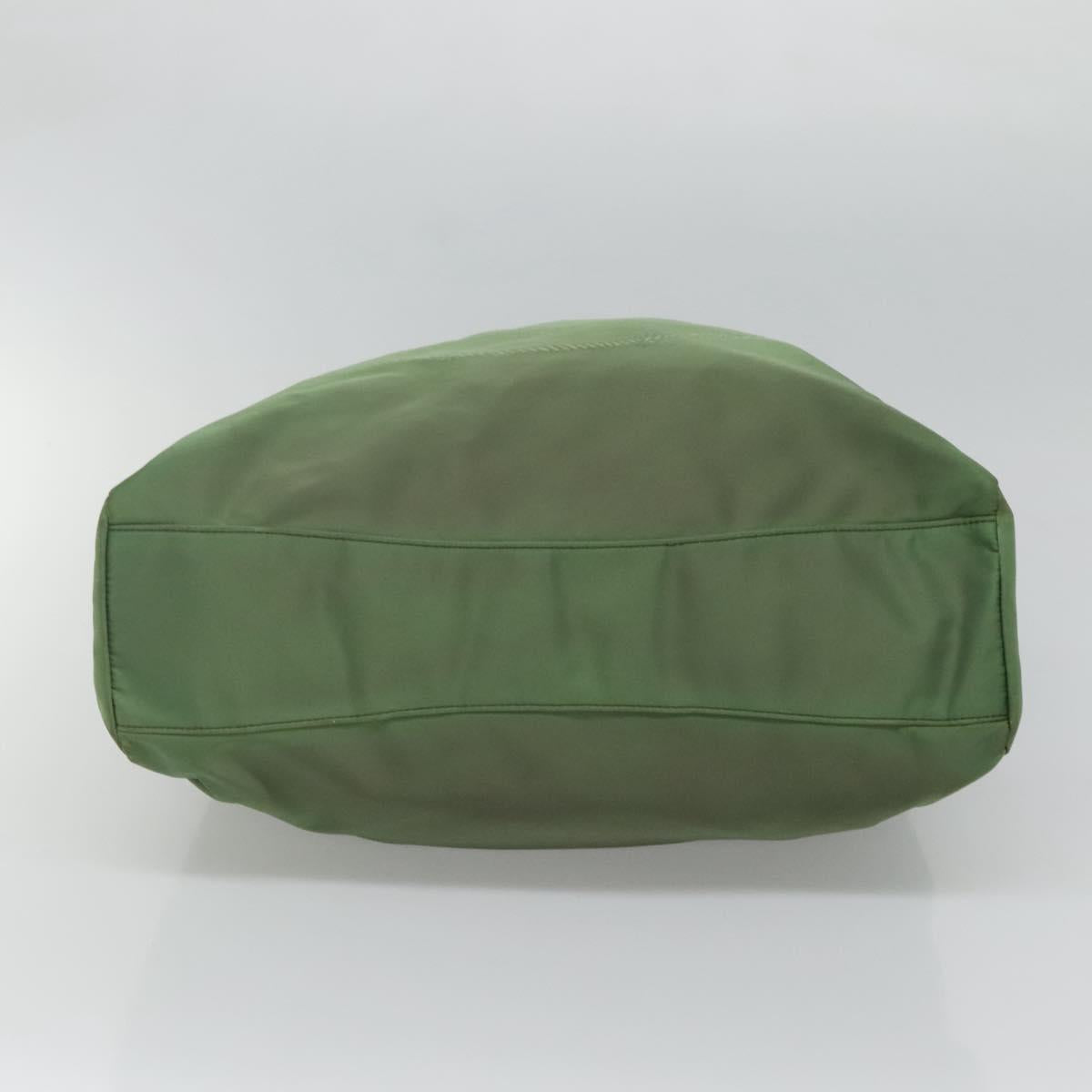 PRADA Shoulder Bag Nylon Green Gold Auth 118291