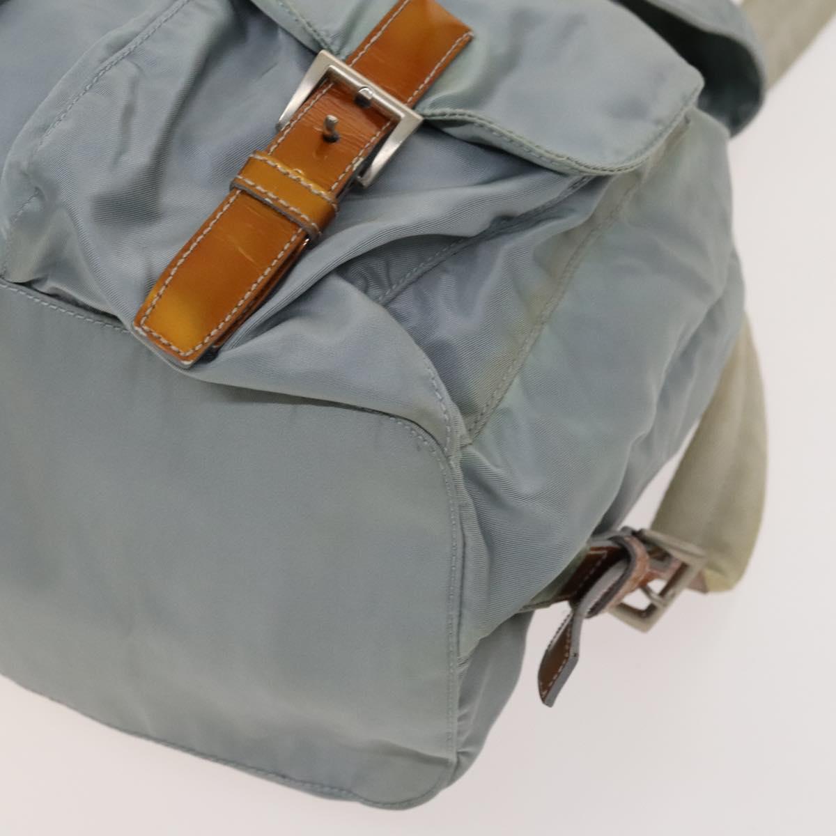 PRADA Backpack Nylon Light Blue Silver Auth 118295